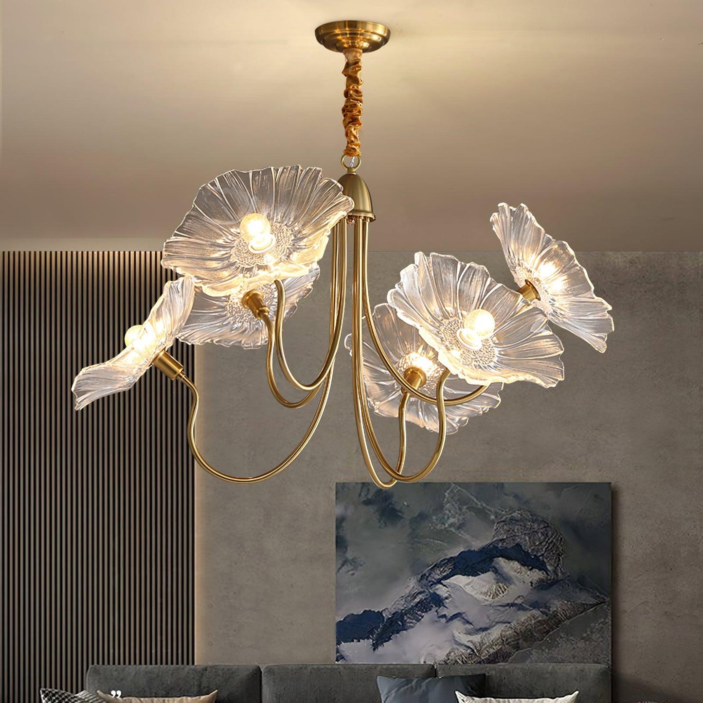 Leaf Glass Chandelier Ceiling Light | Modern Frosted Glass Pendant Lamp