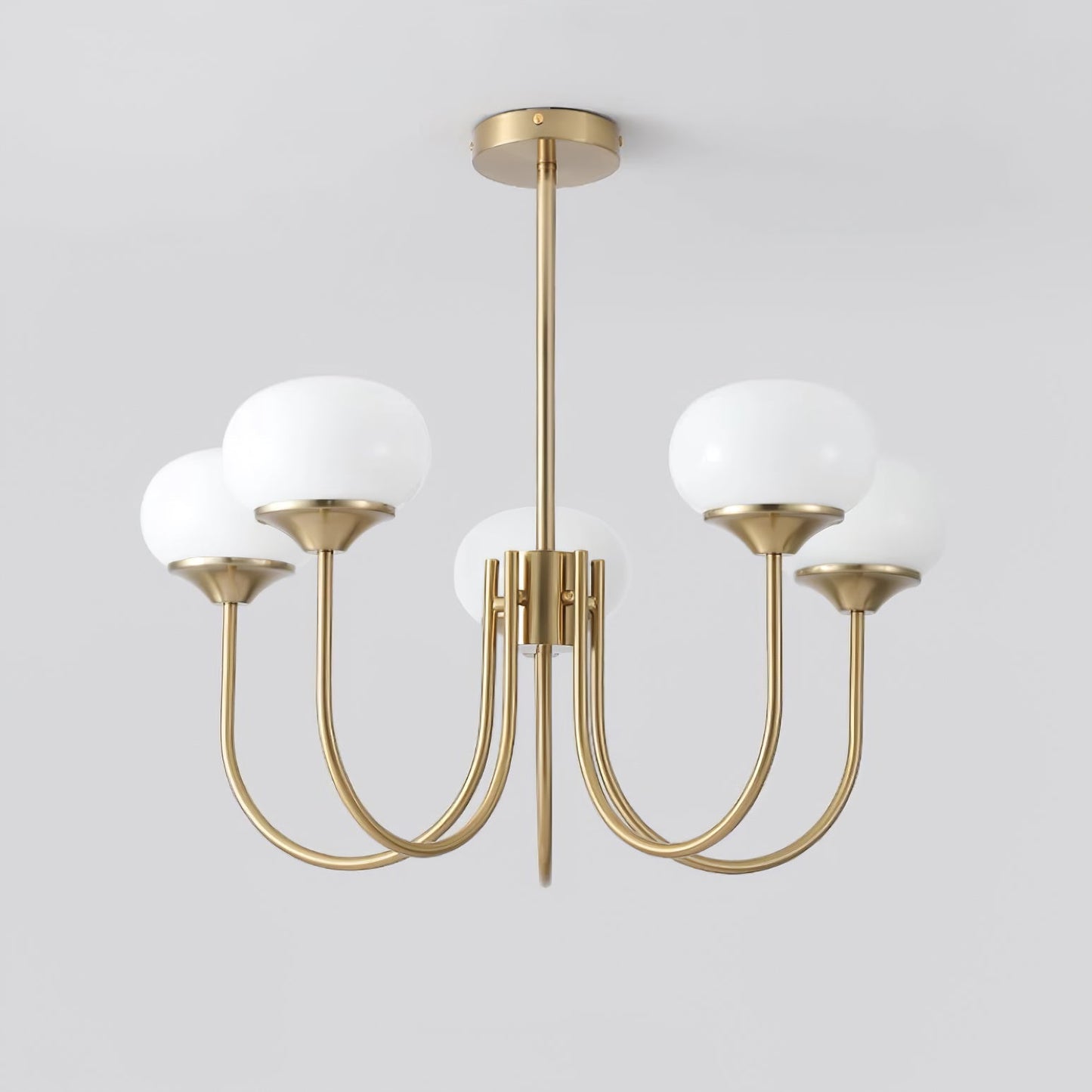 Modern Chandelier Ceiling Light with Pink Glass Shades | Decorative Dining Room Lamp