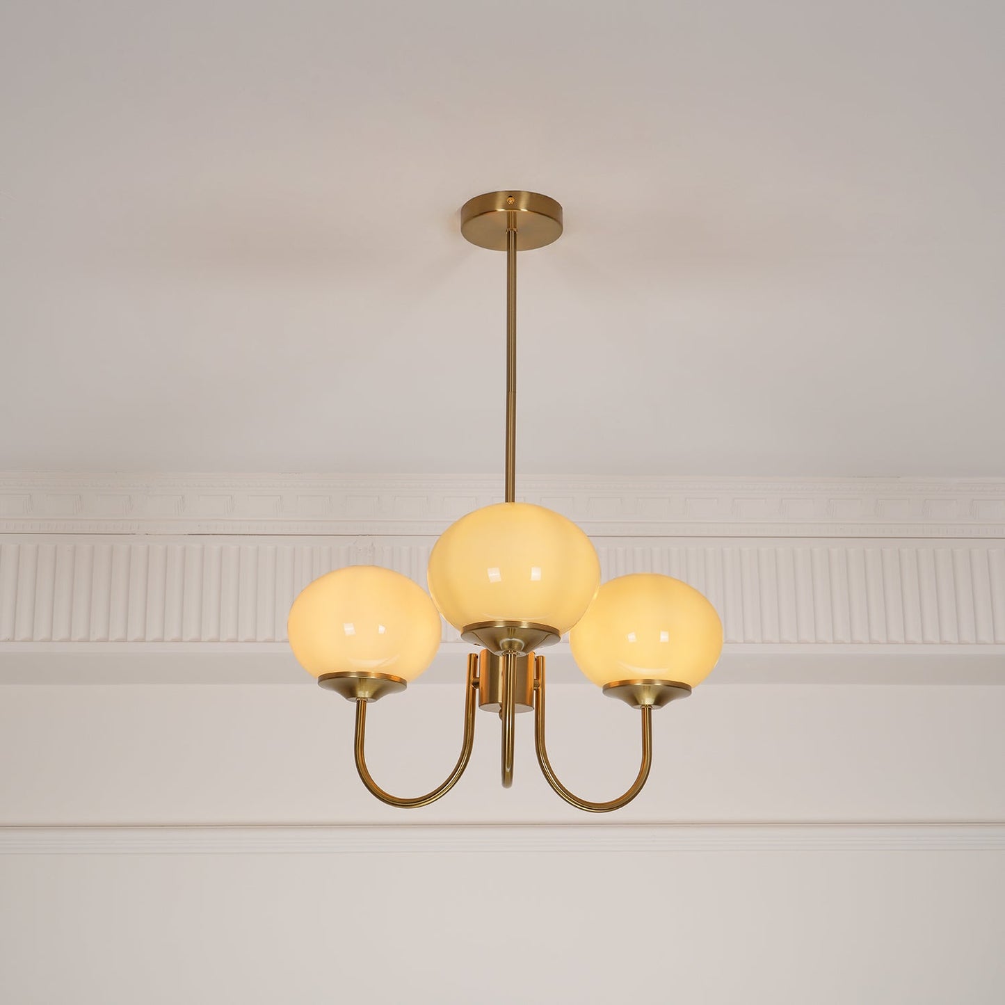 Modern Chandelier Ceiling Light with Pink Glass Shades | Decorative Dining Room Lamp