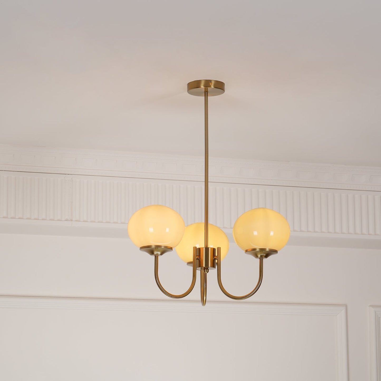 Modern Chandelier Ceiling Light with Pink Glass Shades | Decorative Dining Room Lamp