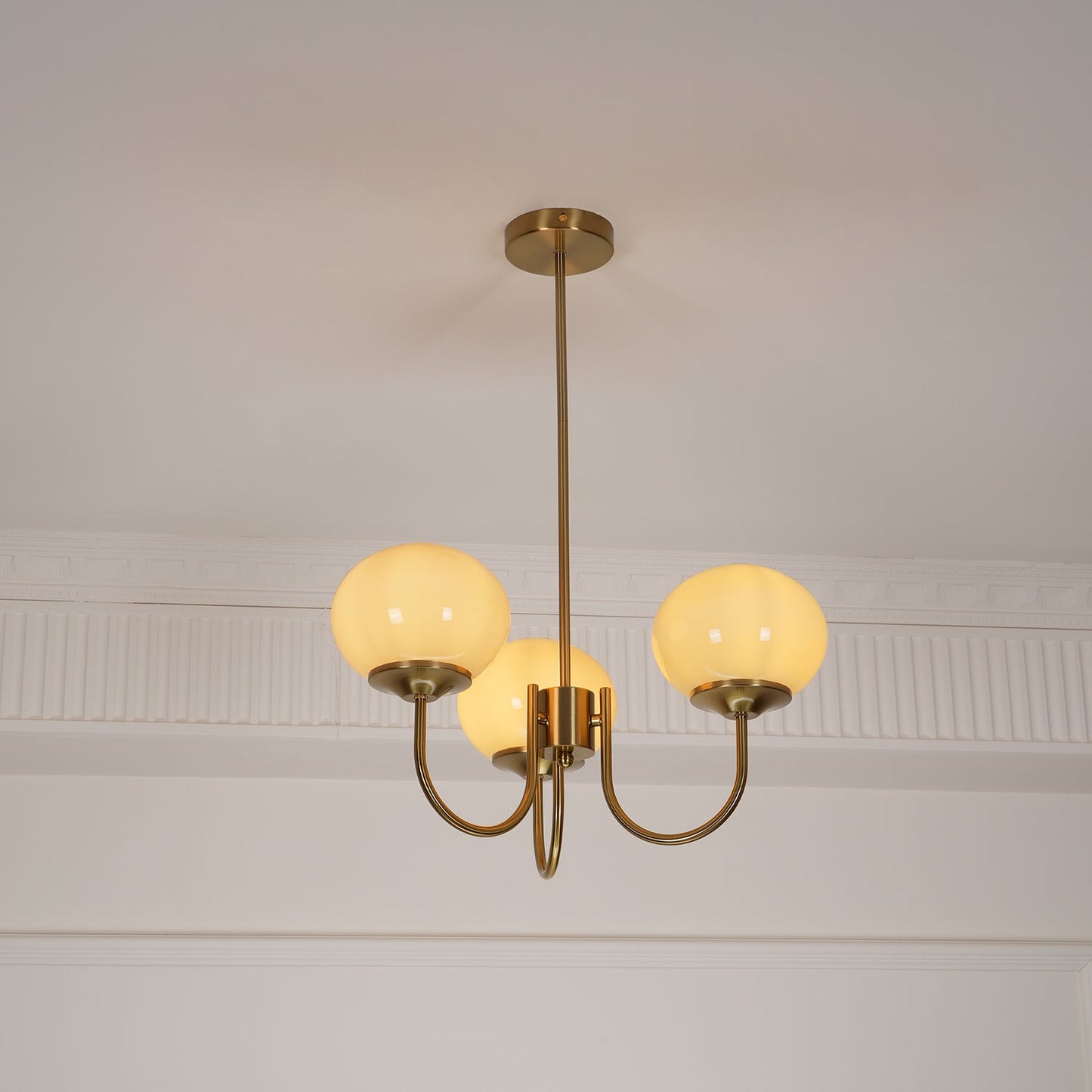 Modern Chandelier Ceiling Light with Pink Glass Shades | Decorative Dining Room Lamp