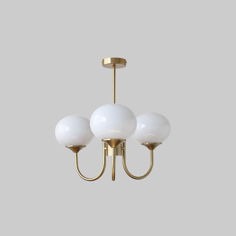 Modern Chandelier Ceiling Light with Pink Glass Shades | Decorative Dining Room Lamp