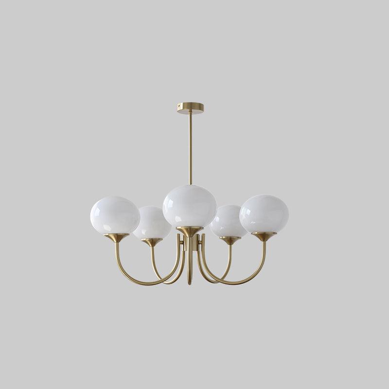 Modern Chandelier Ceiling Light with Pink Glass Shades | Decorative Dining Room Lamp