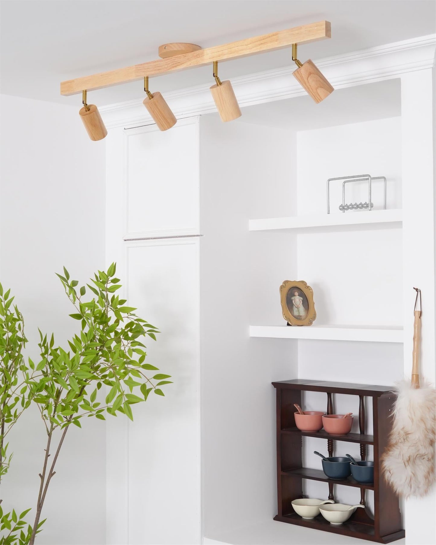Wooden Track Ceiling Light | Modern LED Spotlight for Living Room or Hallway