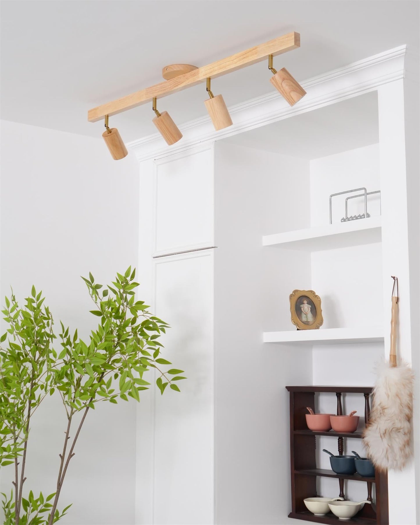 Wooden Track Ceiling Light | Modern LED Spotlight for Living Room or Hallway