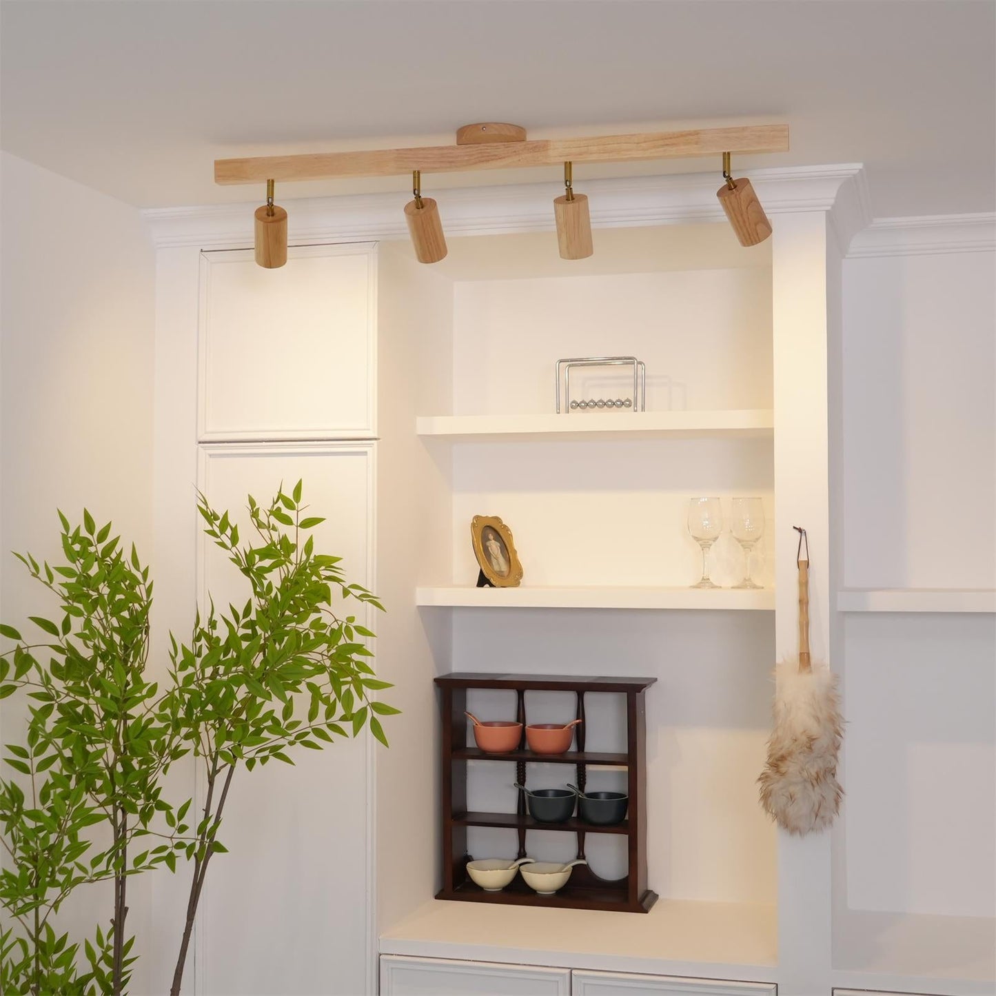 Wooden Track Ceiling Light | Modern LED Spotlight for Living Room or Hallway