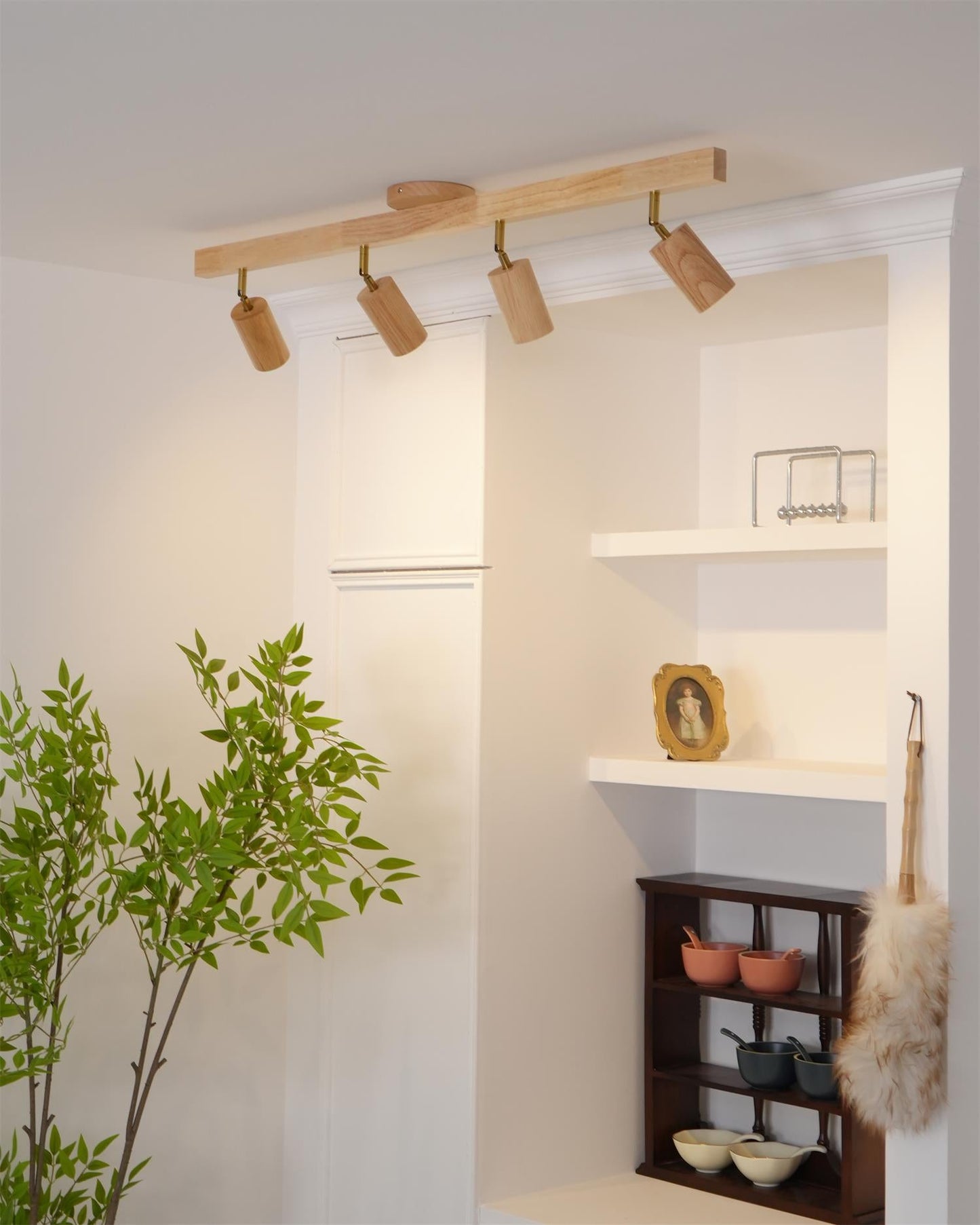 Wooden Track Ceiling Light | Modern LED Spotlight for Living Room or Hallway
