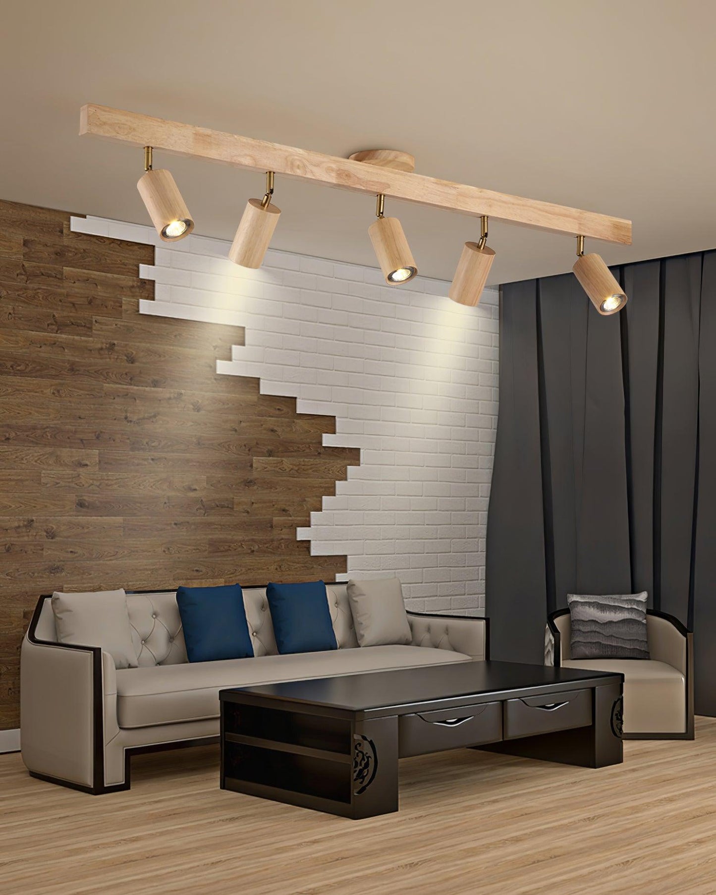 Wooden Track Ceiling Light | Modern LED Spotlight for Living Room or Hallway
