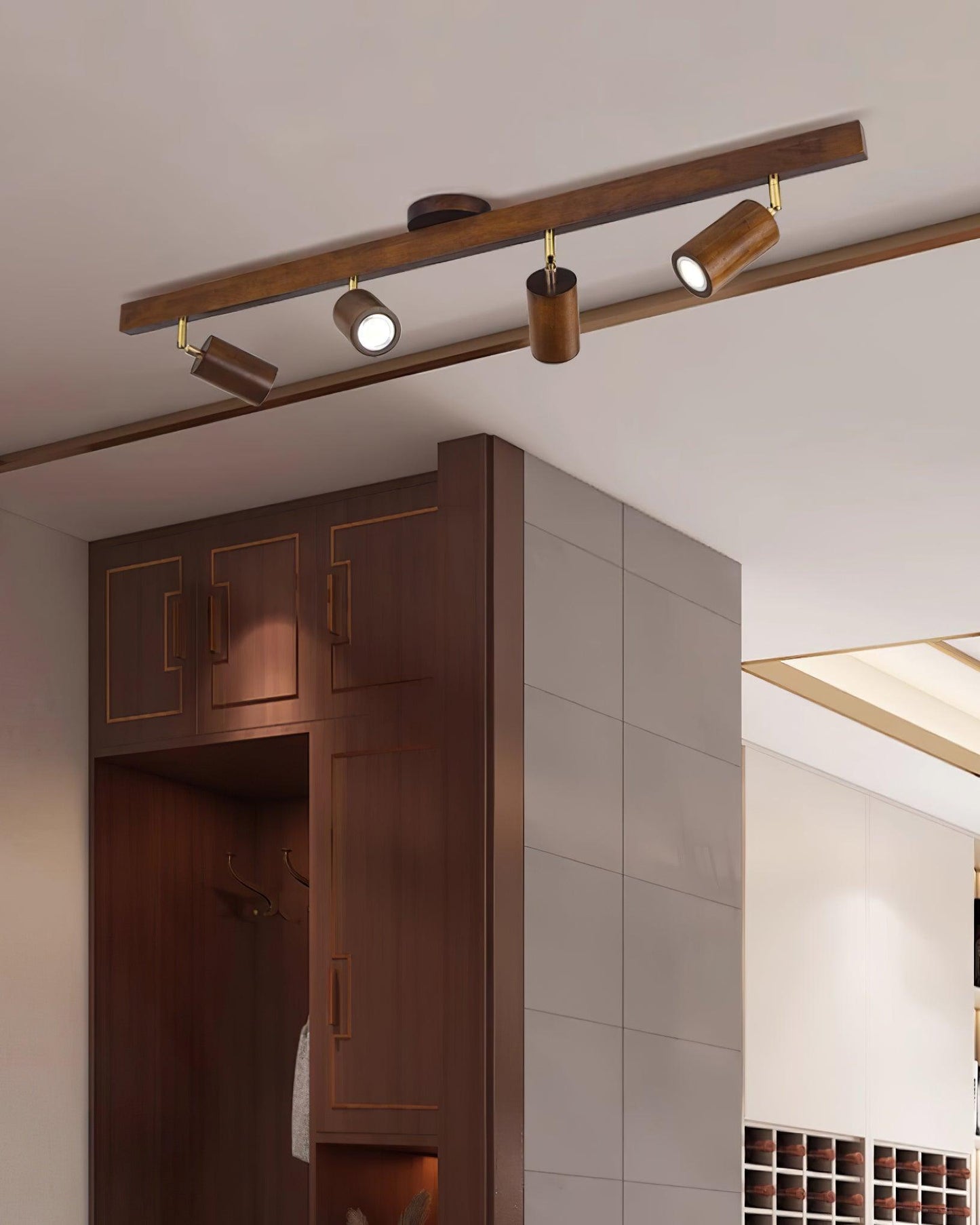 Wooden Track Ceiling Light | Modern LED Spotlight for Living Room or Hallway