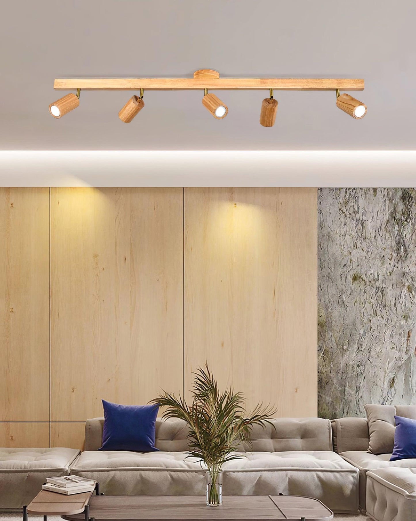 Wooden Track Ceiling Light | Modern LED Spotlight for Living Room or Hallway