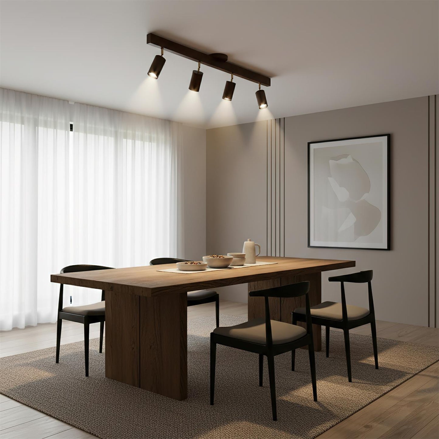 Wooden Track Ceiling Light | Modern LED Spotlight for Living Room or Hallway