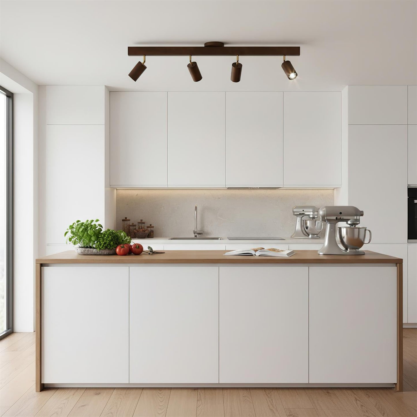 Wooden Track Ceiling Light | Modern LED Spotlight for Living Room or Hallway