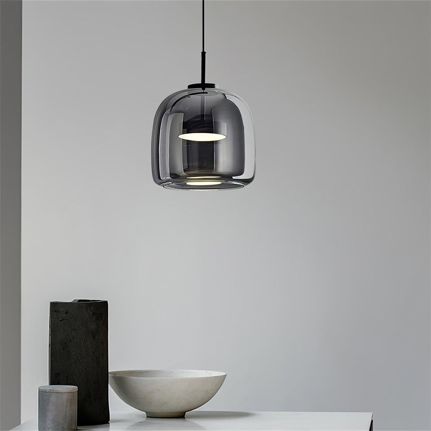Smoked Glass Pendant Ceiling Lamp | Modern Hanging Light for Dining and Kitchen