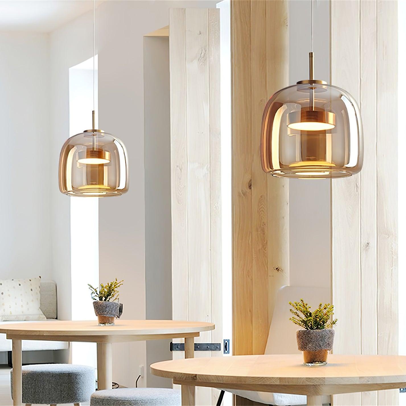 Smoked Glass Pendant Ceiling Lamp | Modern Hanging Light for Dining and Kitchen