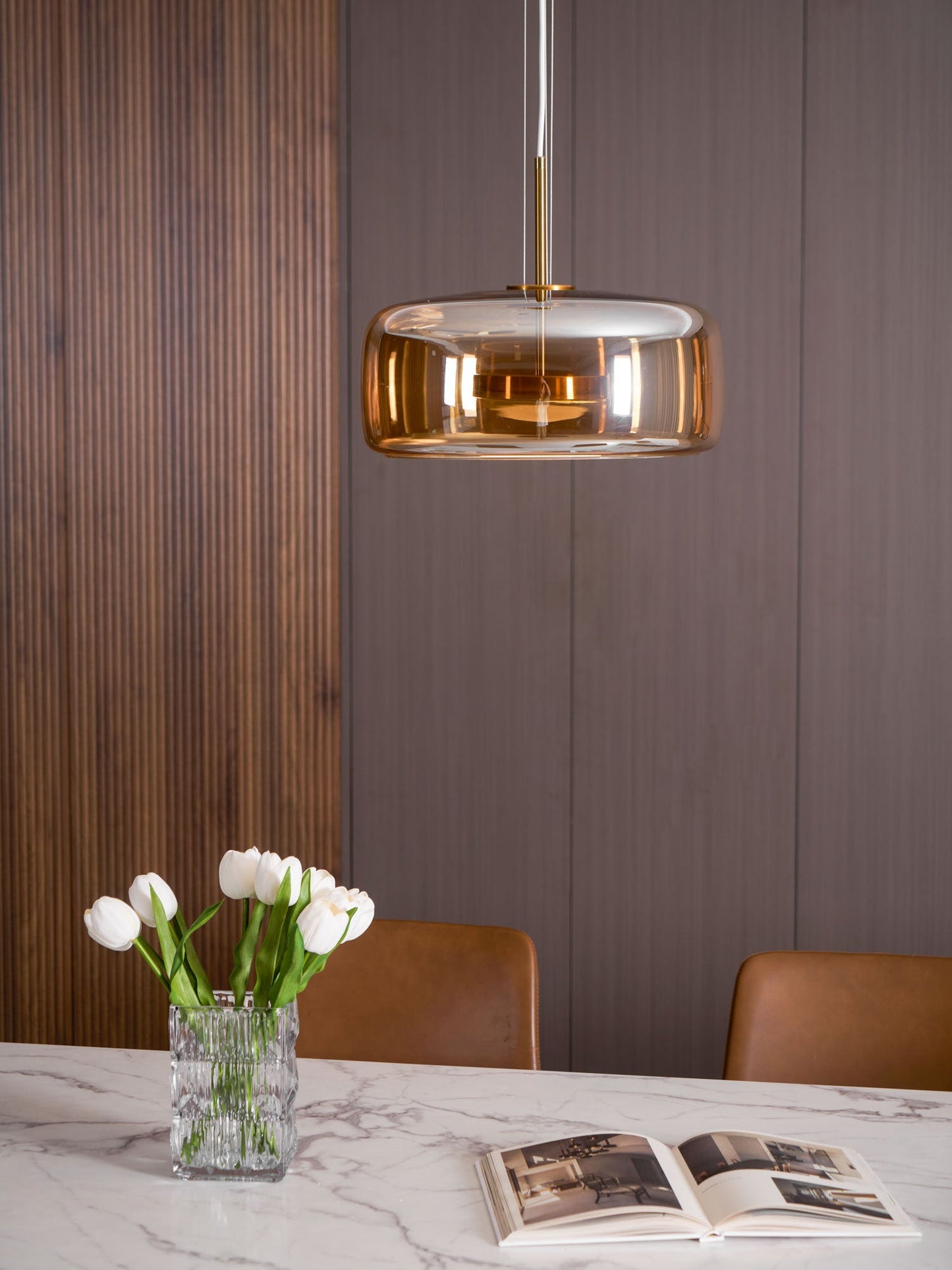 Smoked Glass Pendant Ceiling Lamp | Modern Hanging Light for Dining and Kitchen
