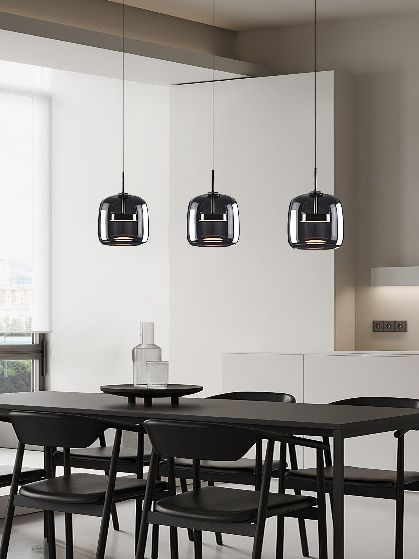 Smoked Glass Pendant Ceiling Lamp | Modern Hanging Light for Dining and Kitchen