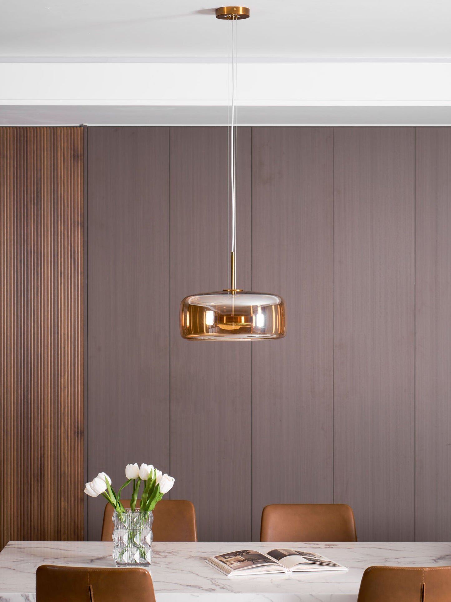 Smoked Glass Pendant Ceiling Lamp | Modern Hanging Light for Dining and Kitchen