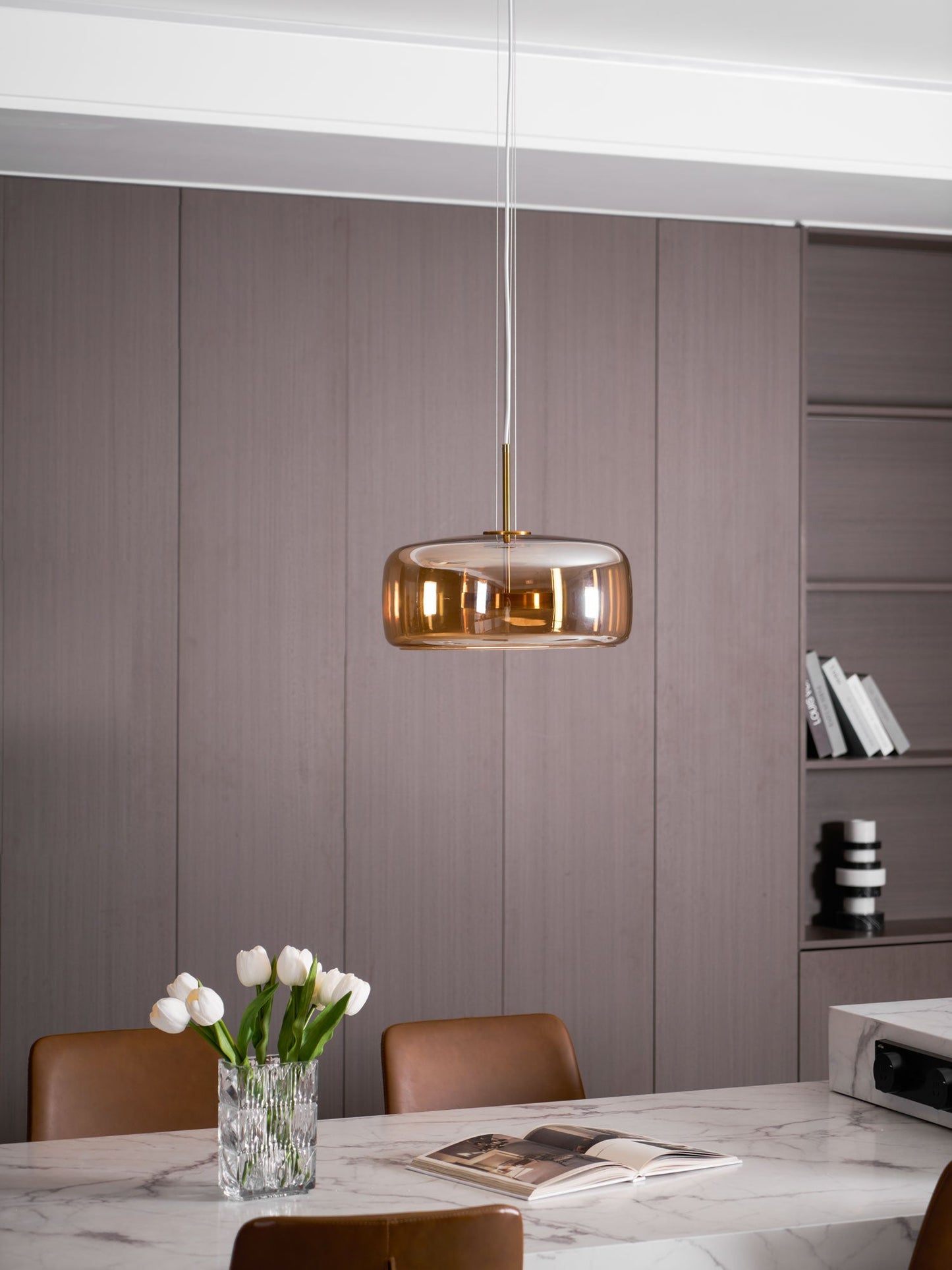 Smoked Glass Pendant Ceiling Lamp | Modern Hanging Light for Dining and Kitchen
