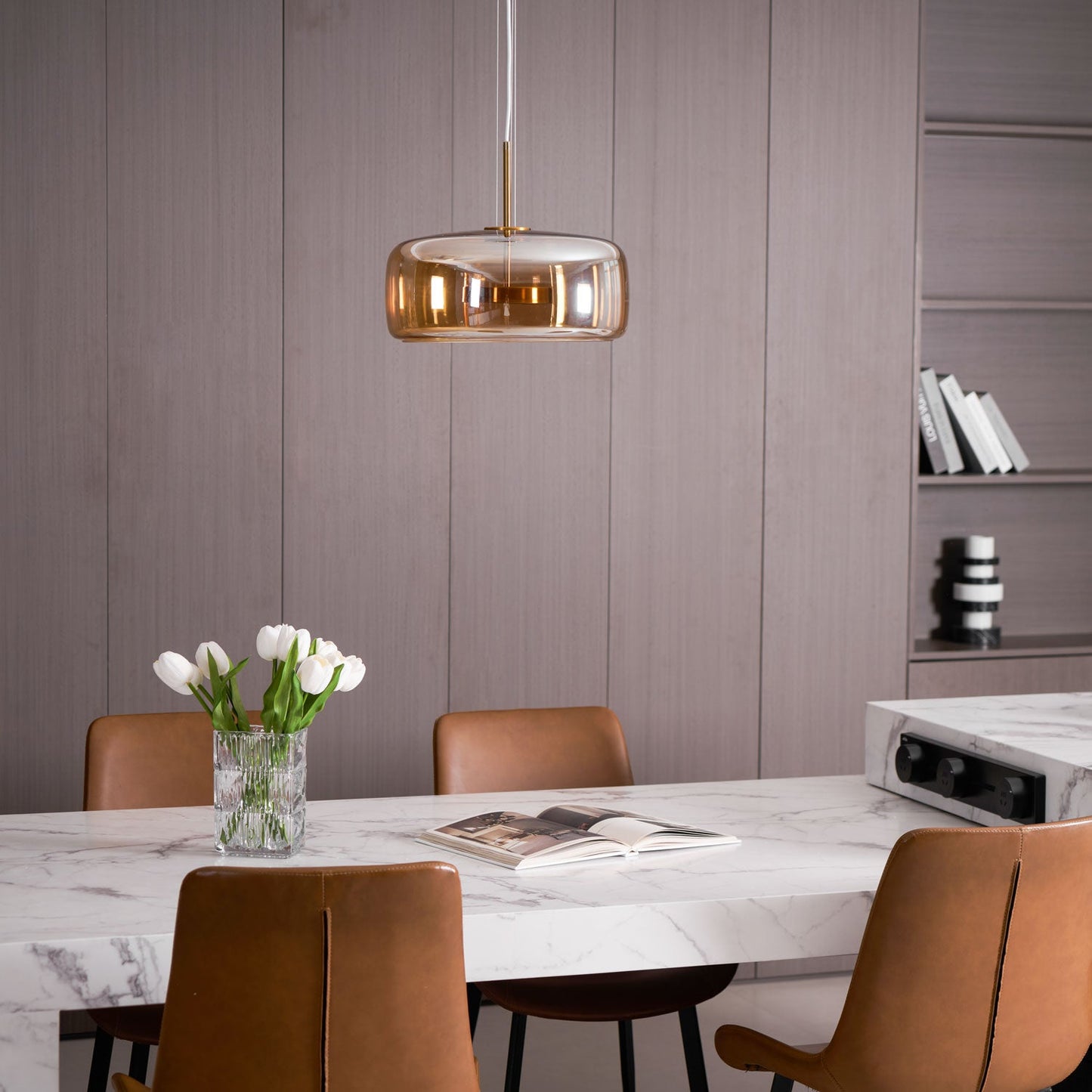 Smoked Glass Pendant Ceiling Lamp | Modern Hanging Light for Dining and Kitchen