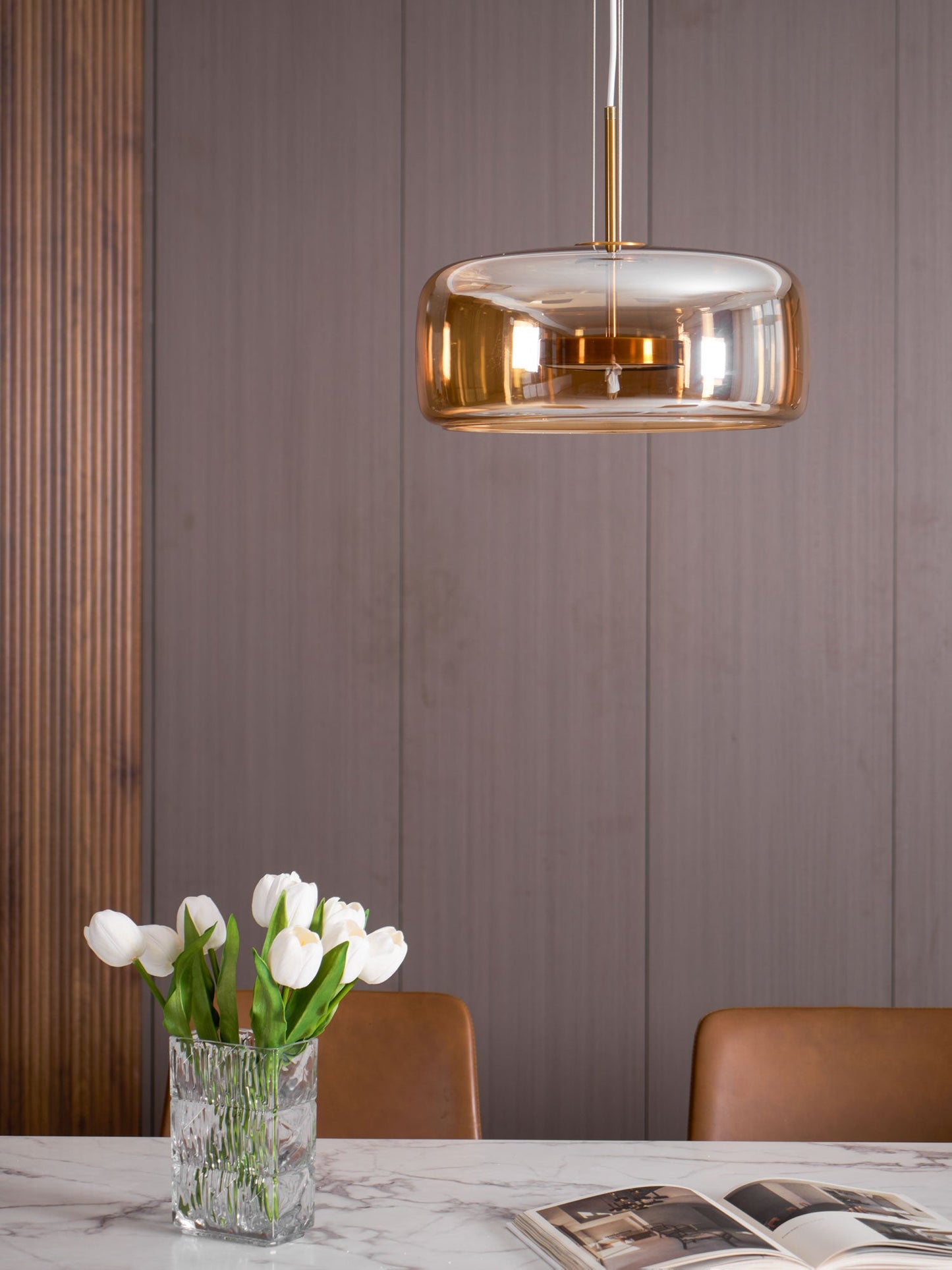 Smoked Glass Pendant Ceiling Lamp | Modern Hanging Light for Dining and Kitchen