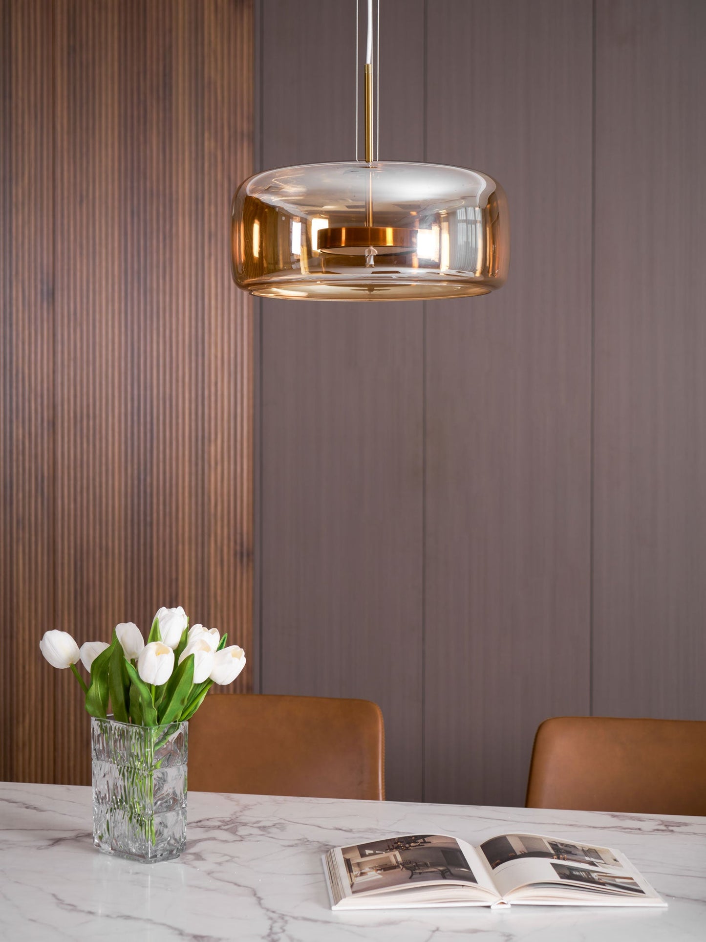 Smoked Glass Pendant Ceiling Lamp | Modern Hanging Light for Dining and Kitchen