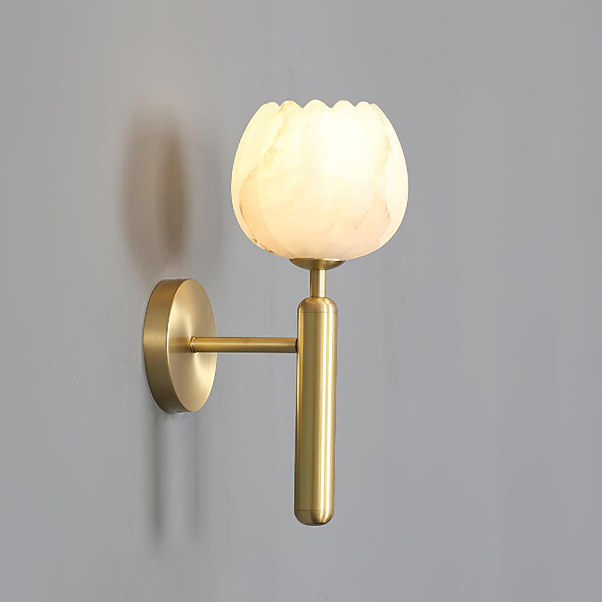 Alabaster Flower Wall Sconce | Elegant Bedroom and Living Room Wall Lamp