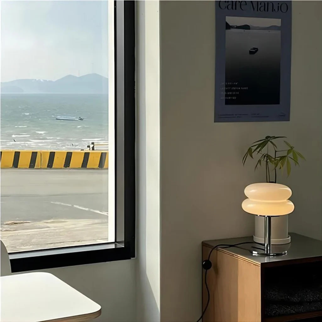 Bauhaus Minimalist Glass Table Lamp for Bedroom and Living Room | Modern Desk Lamp