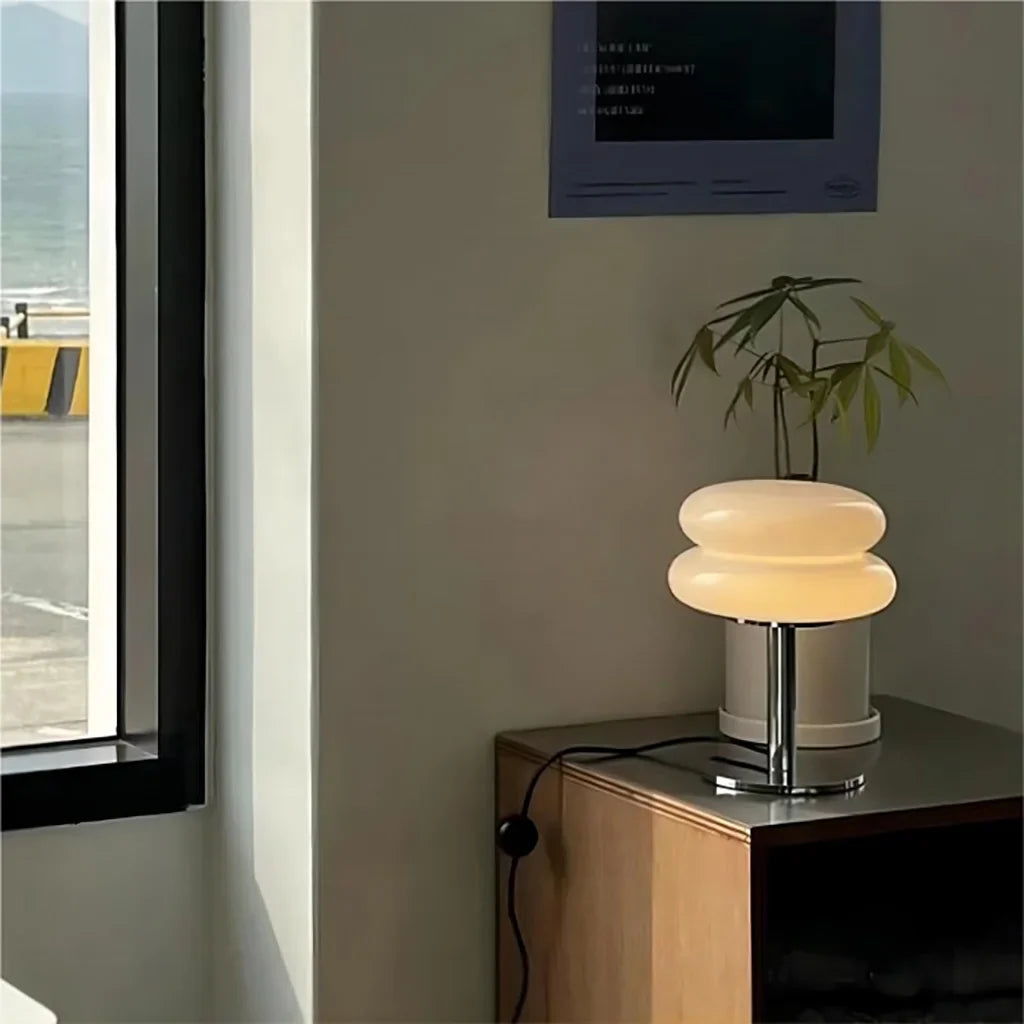 Bauhaus Minimalist Glass Table Lamp for Bedroom and Living Room | Modern Desk Lamp