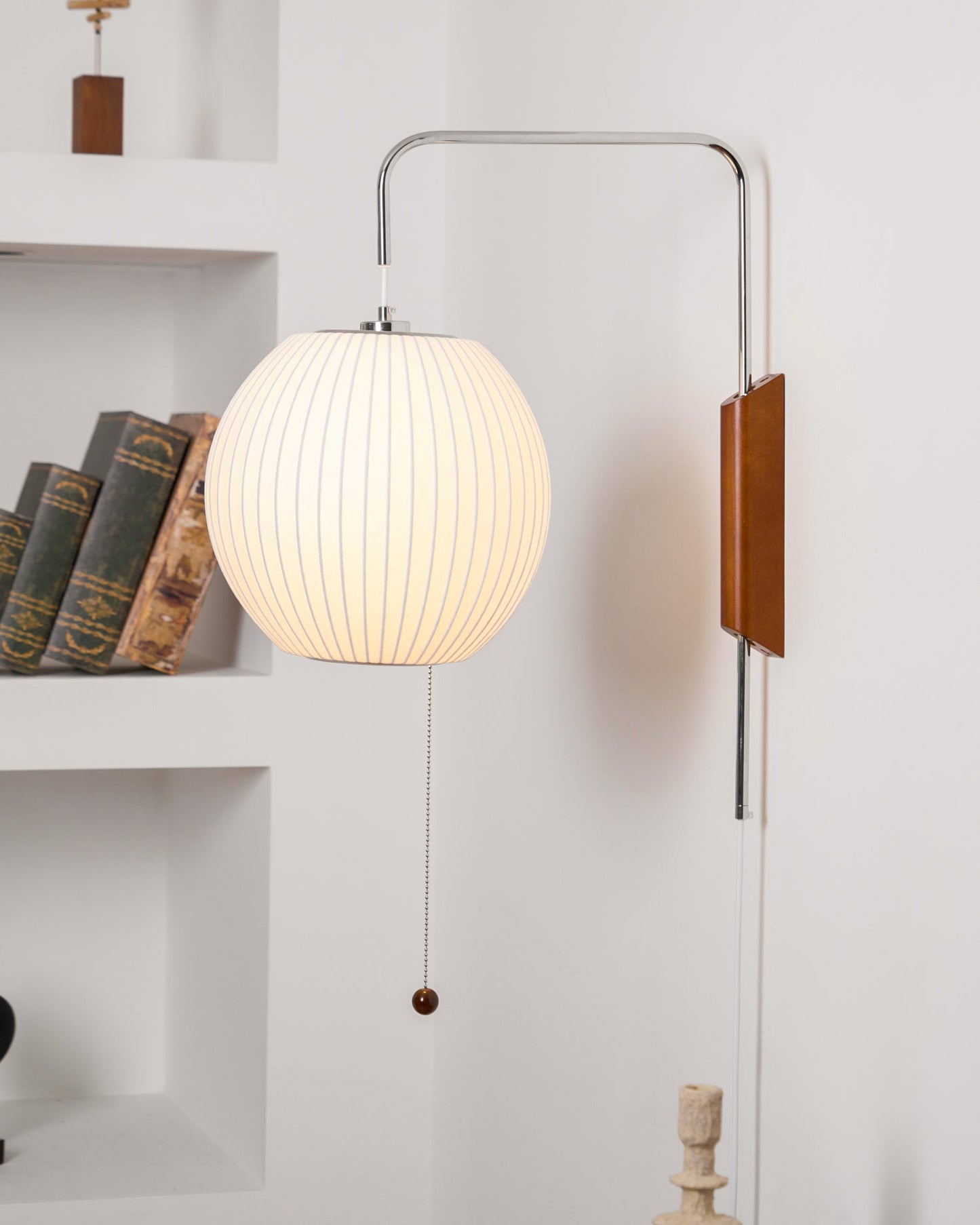 Modern Wall Lamp Sconce with Pull Cord | Adjustable Wall Light for Bedroom