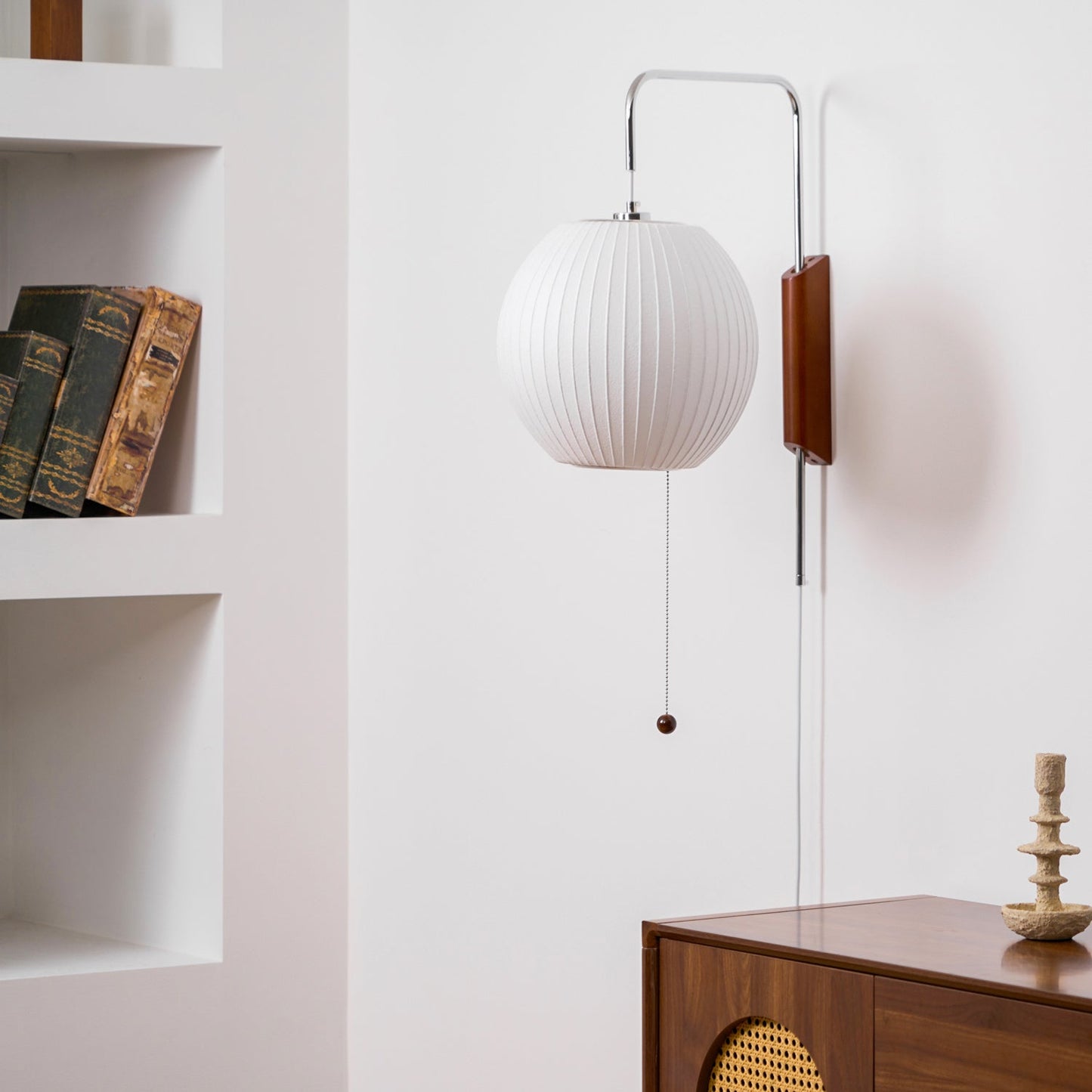 Modern Wall Lamp Sconce with Pull Cord | Adjustable Wall Light for Bedroom