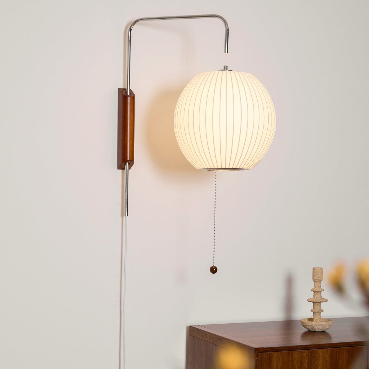 Modern Wall Lamp Sconce with Pull Cord | Adjustable Wall Light for Bedroom