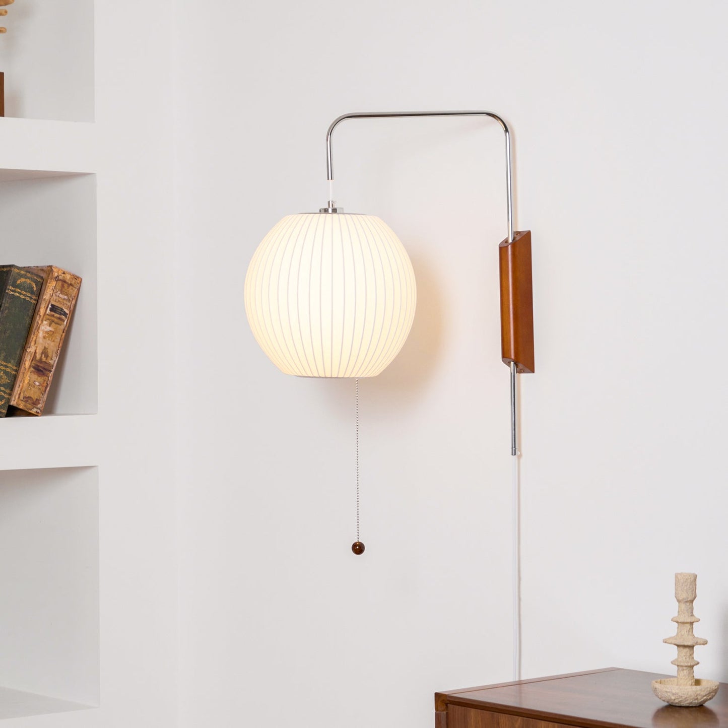 Modern Wall Lamp Sconce with Pull Cord | Adjustable Wall Light for Bedroom