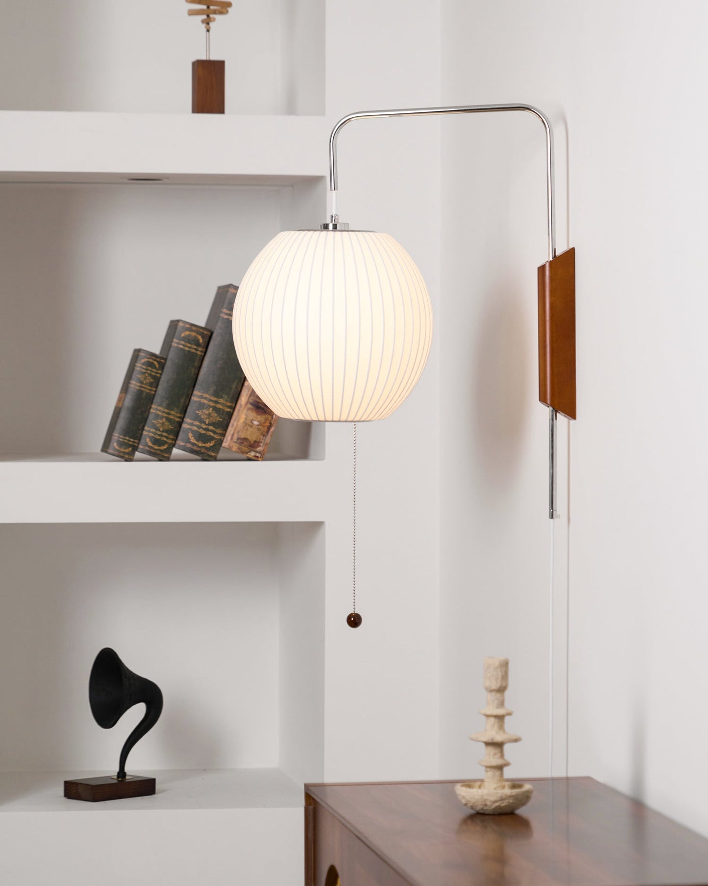 Modern Wall Lamp Sconce with Pull Cord | Adjustable Wall Light for Bedroom
