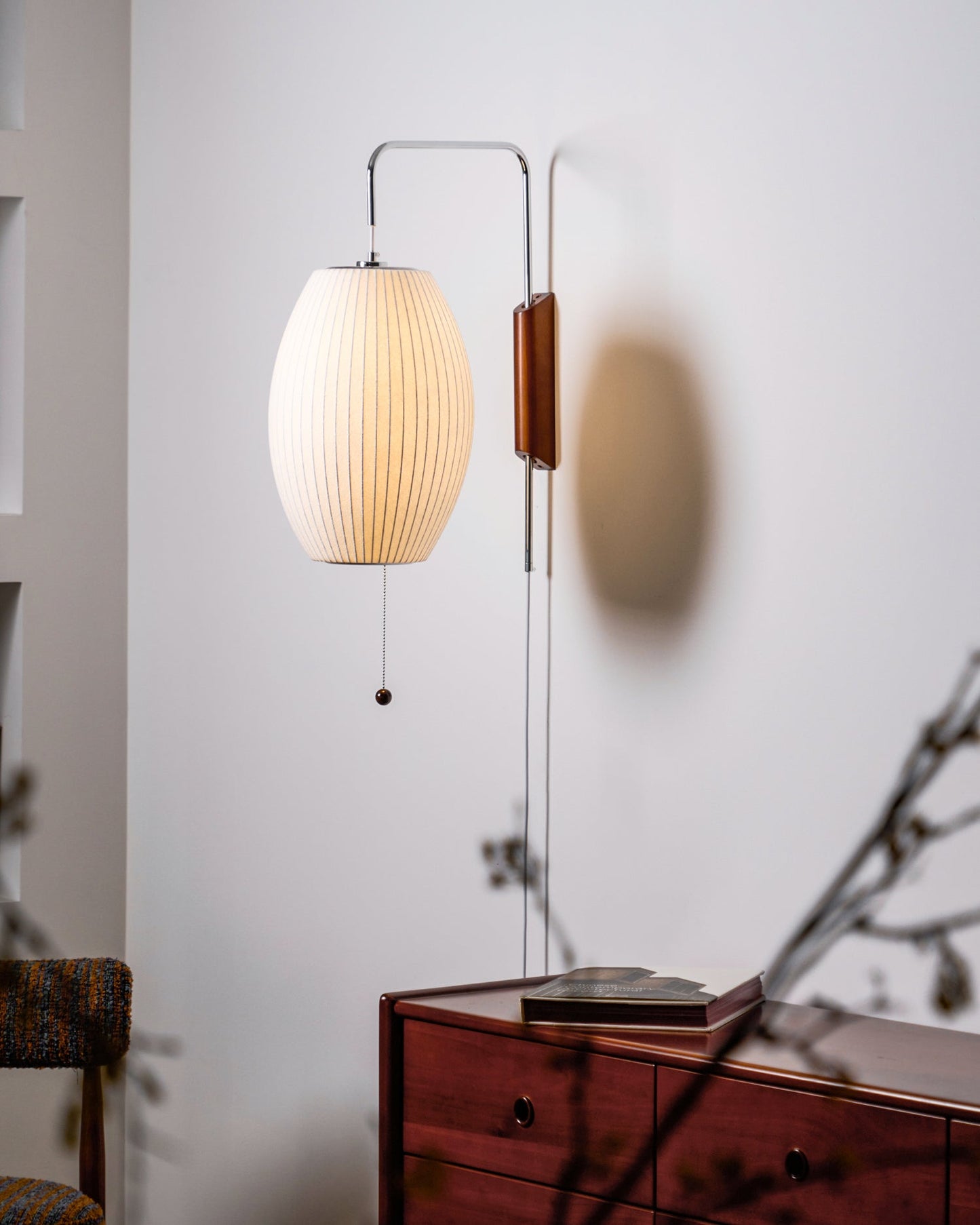 Modern Wall Lamp Sconce with Pull Cord | Adjustable Wall Light for Bedroom