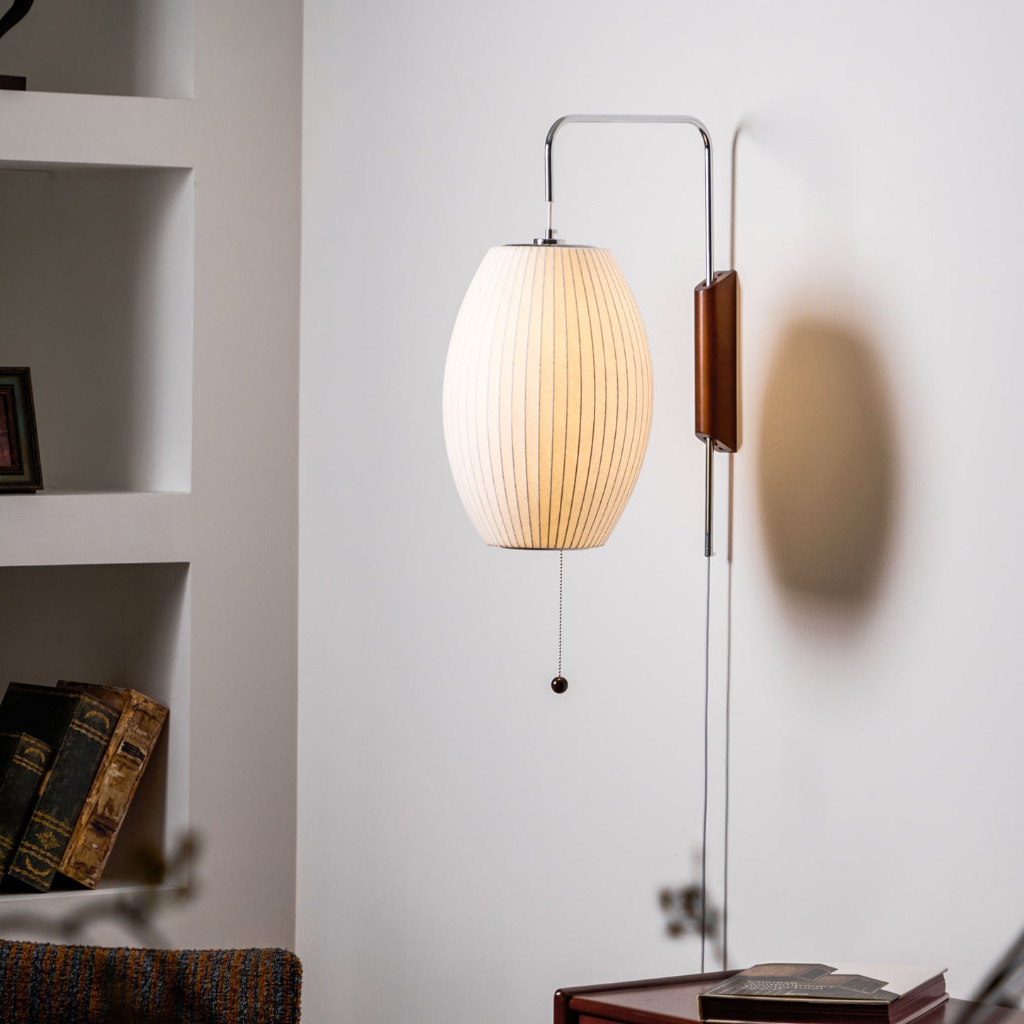 Modern Wall Lamp Sconce with Pull Cord | Adjustable Wall Light for Bedroom