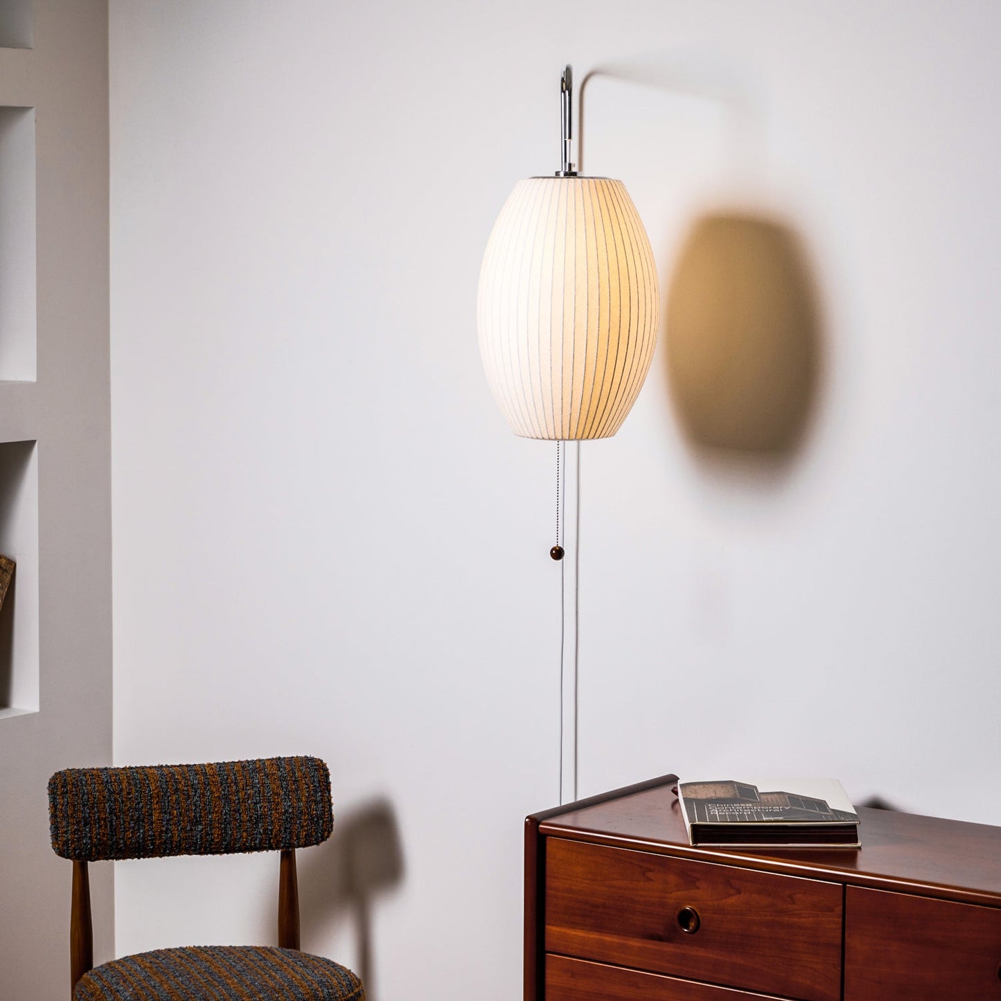 Modern Wall Lamp Sconce with Pull Cord | Adjustable Wall Light for Bedroom