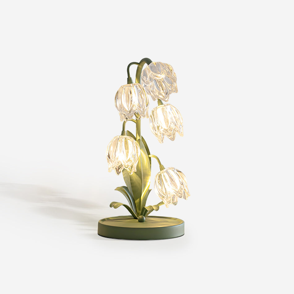 Floral Glass Table Lamp | Nature-Inspired Decorative Light for Bedroom or Living Room