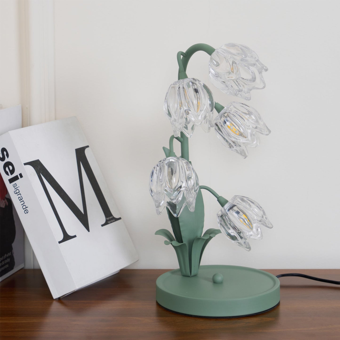 Floral Glass Table Lamp | Nature-Inspired Decorative Light for Bedroom or Living Room