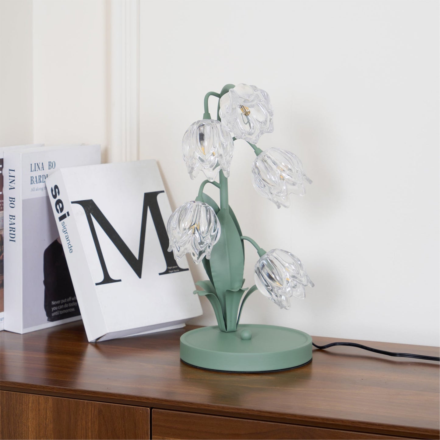 Floral Glass Table Lamp | Nature-Inspired Decorative Light for Bedroom or Living Room