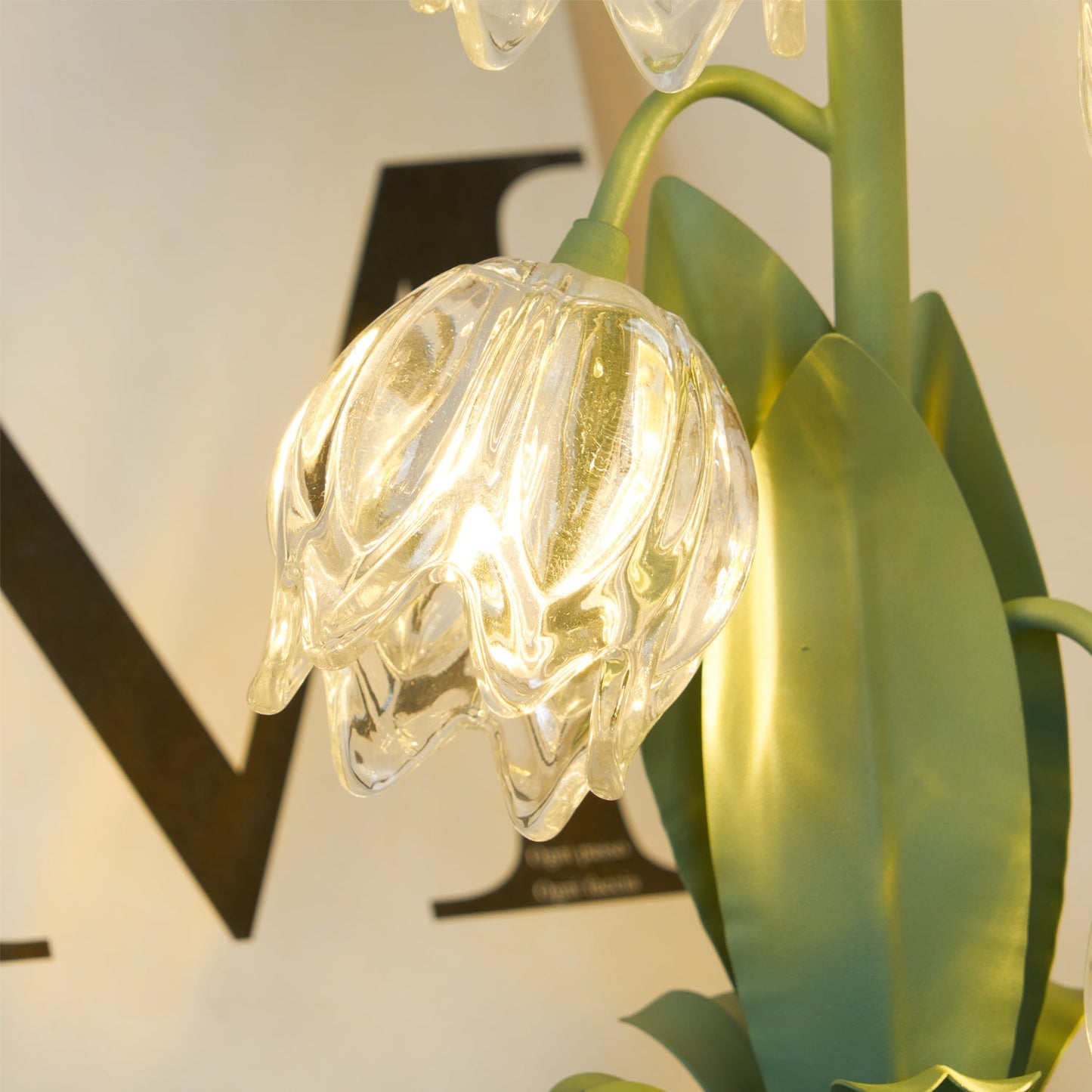 Floral Glass Table Lamp | Nature-Inspired Decorative Light for Bedroom or Living Room