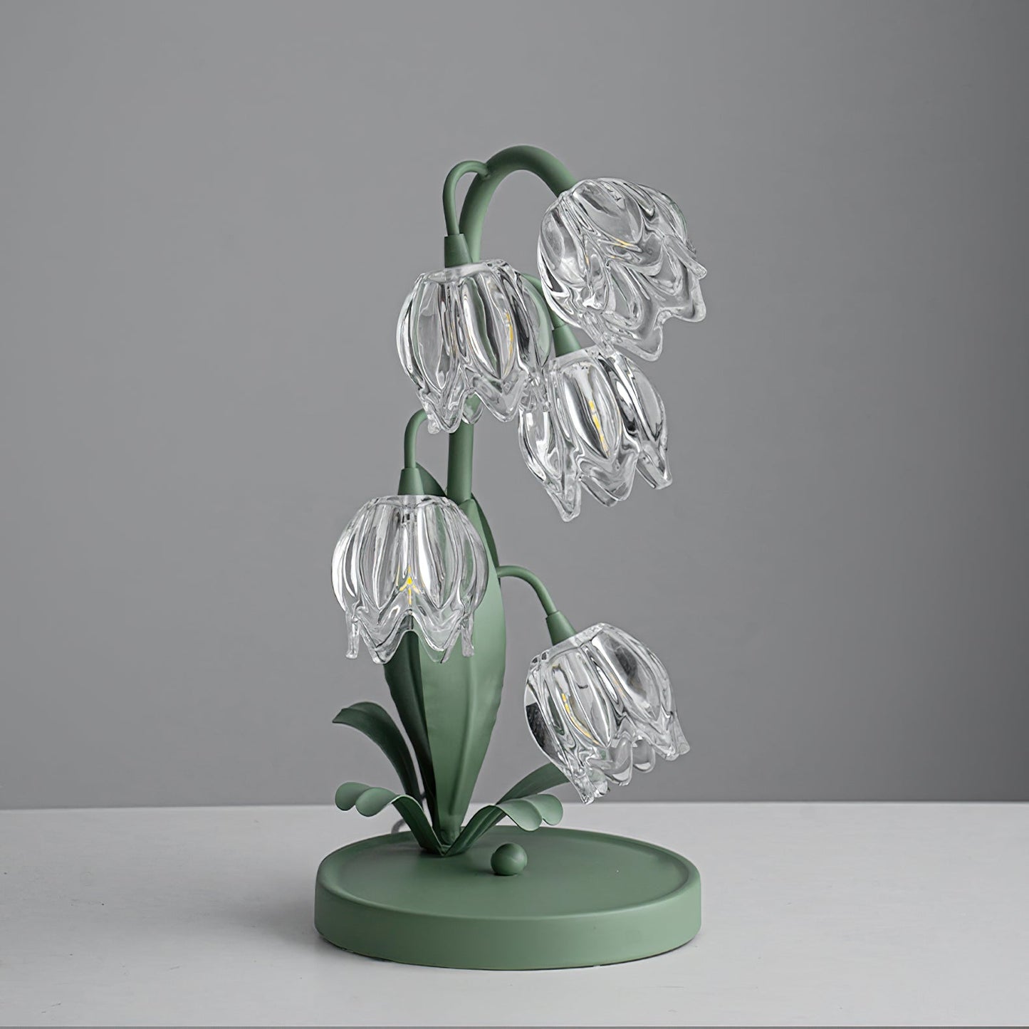 Floral Glass Table Lamp | Nature-Inspired Decorative Light for Bedroom or Living Room