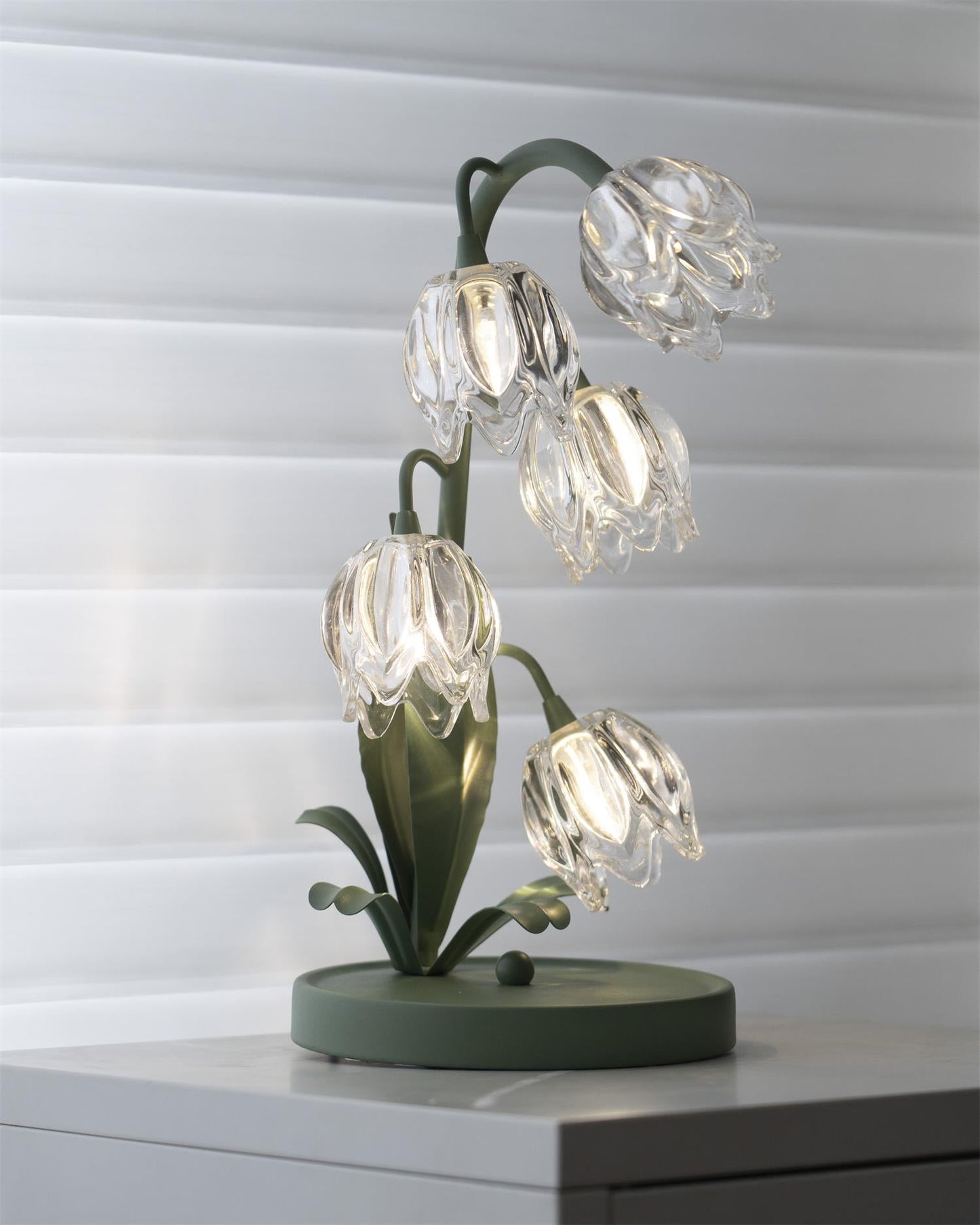 Floral Glass Table Lamp | Nature-Inspired Decorative Light for Bedroom or Living Room