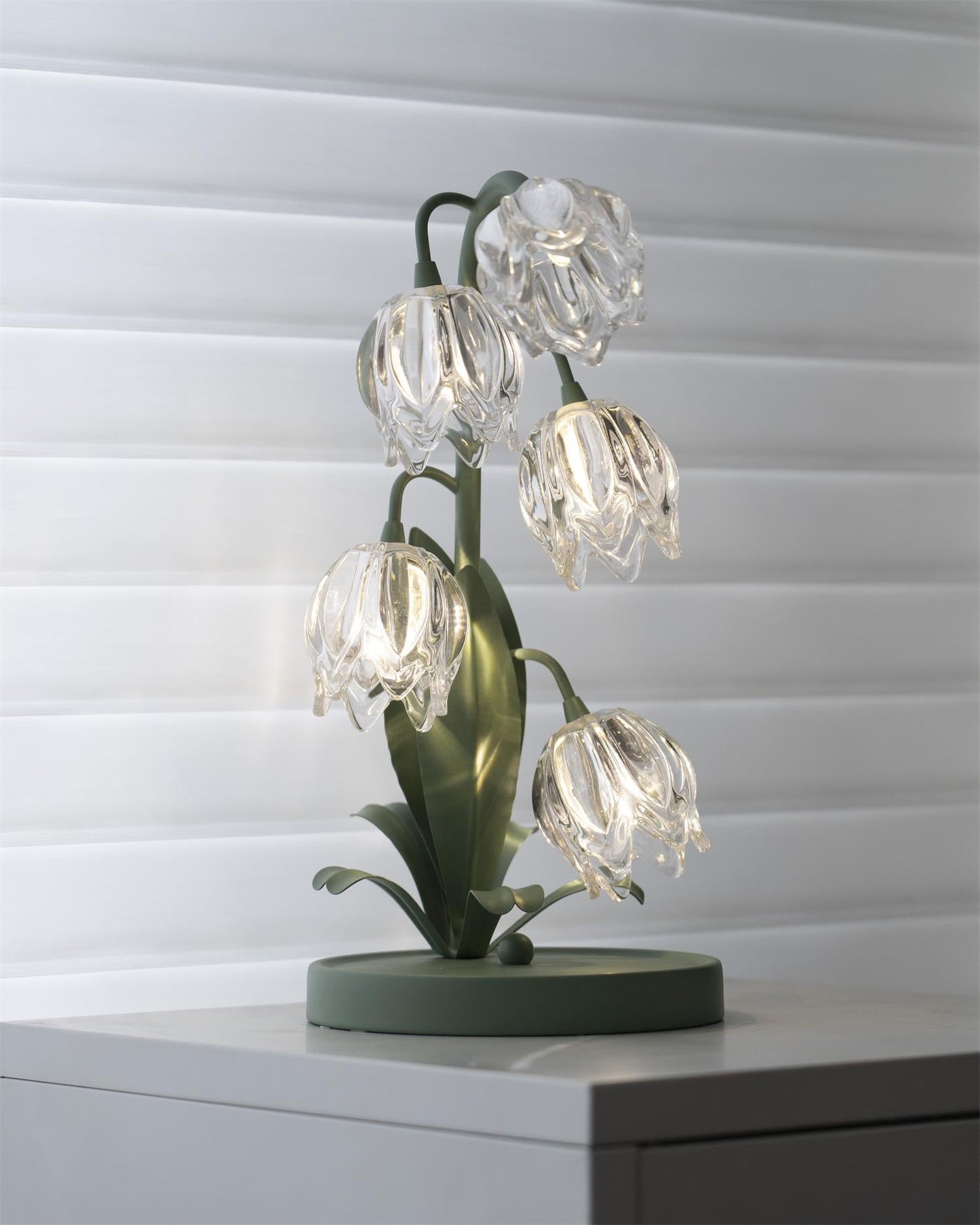 Floral Glass Table Lamp | Nature-Inspired Decorative Light for Bedroom or Living Room
