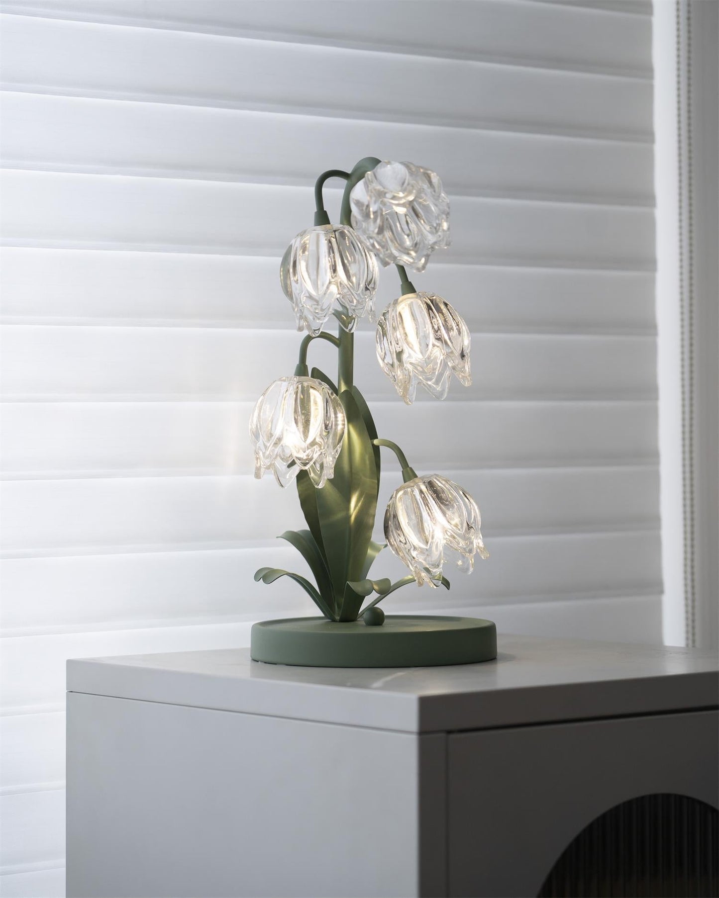 Floral Glass Table Lamp | Nature-Inspired Decorative Light for Bedroom or Living Room