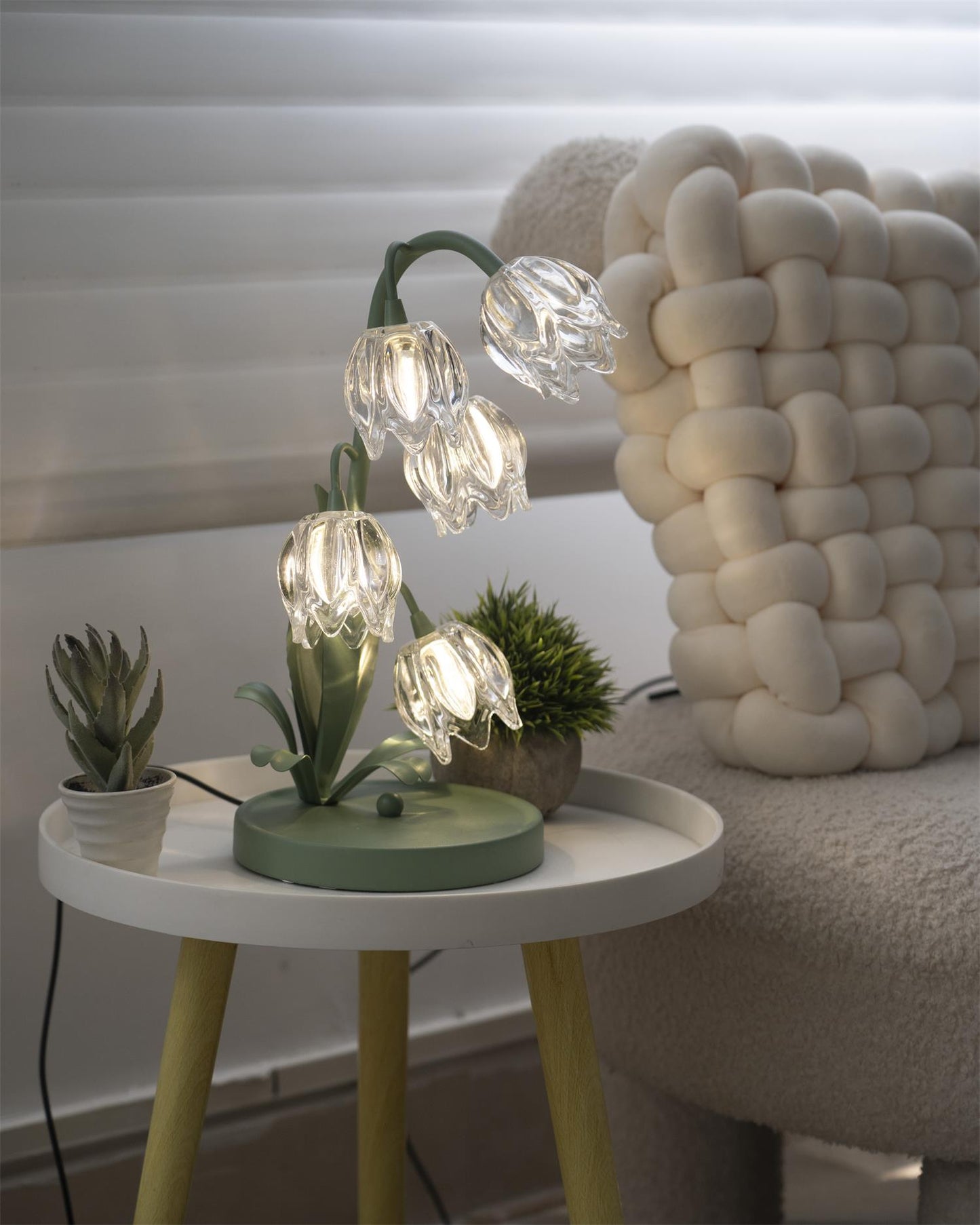 Floral Glass Table Lamp | Nature-Inspired Decorative Light for Bedroom or Living Room