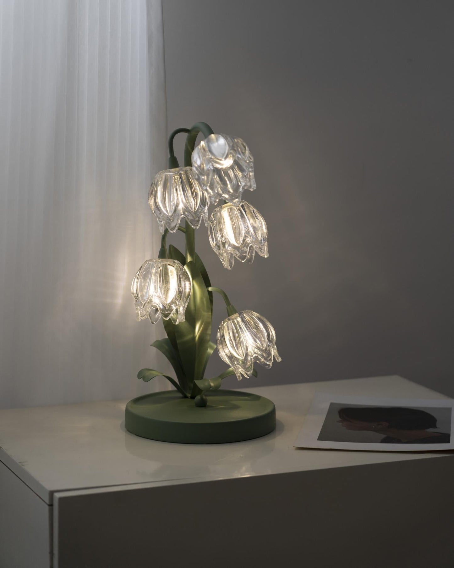 Floral Glass Table Lamp | Nature-Inspired Decorative Light for Bedroom or Living Room