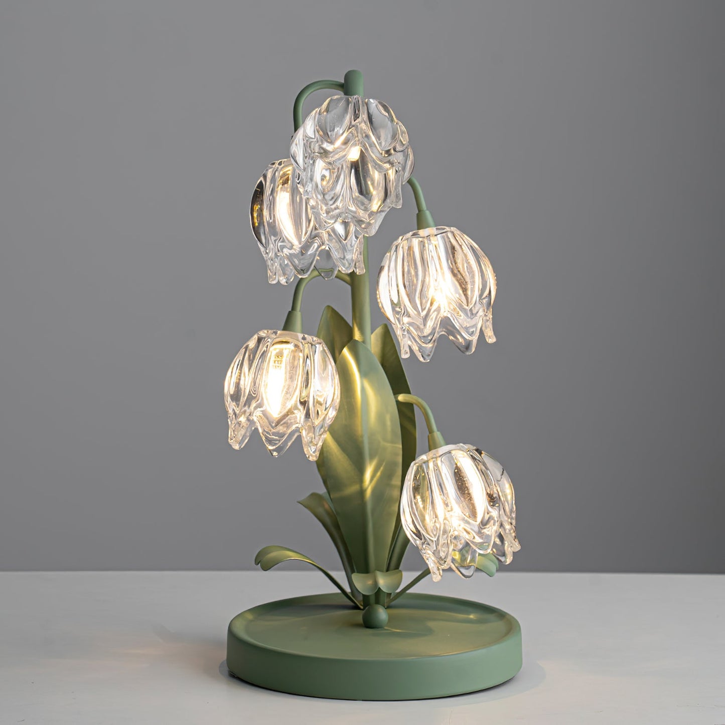Floral Glass Table Lamp | Nature-Inspired Decorative Light for Bedroom or Living Room