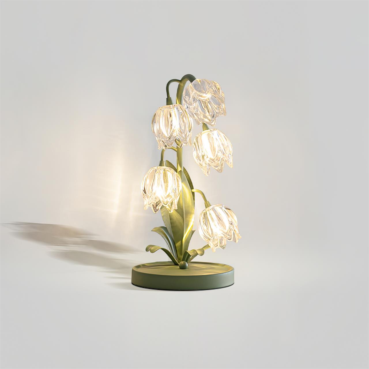 Floral Glass Table Lamp | Nature-Inspired Decorative Light for Bedroom or Living Room