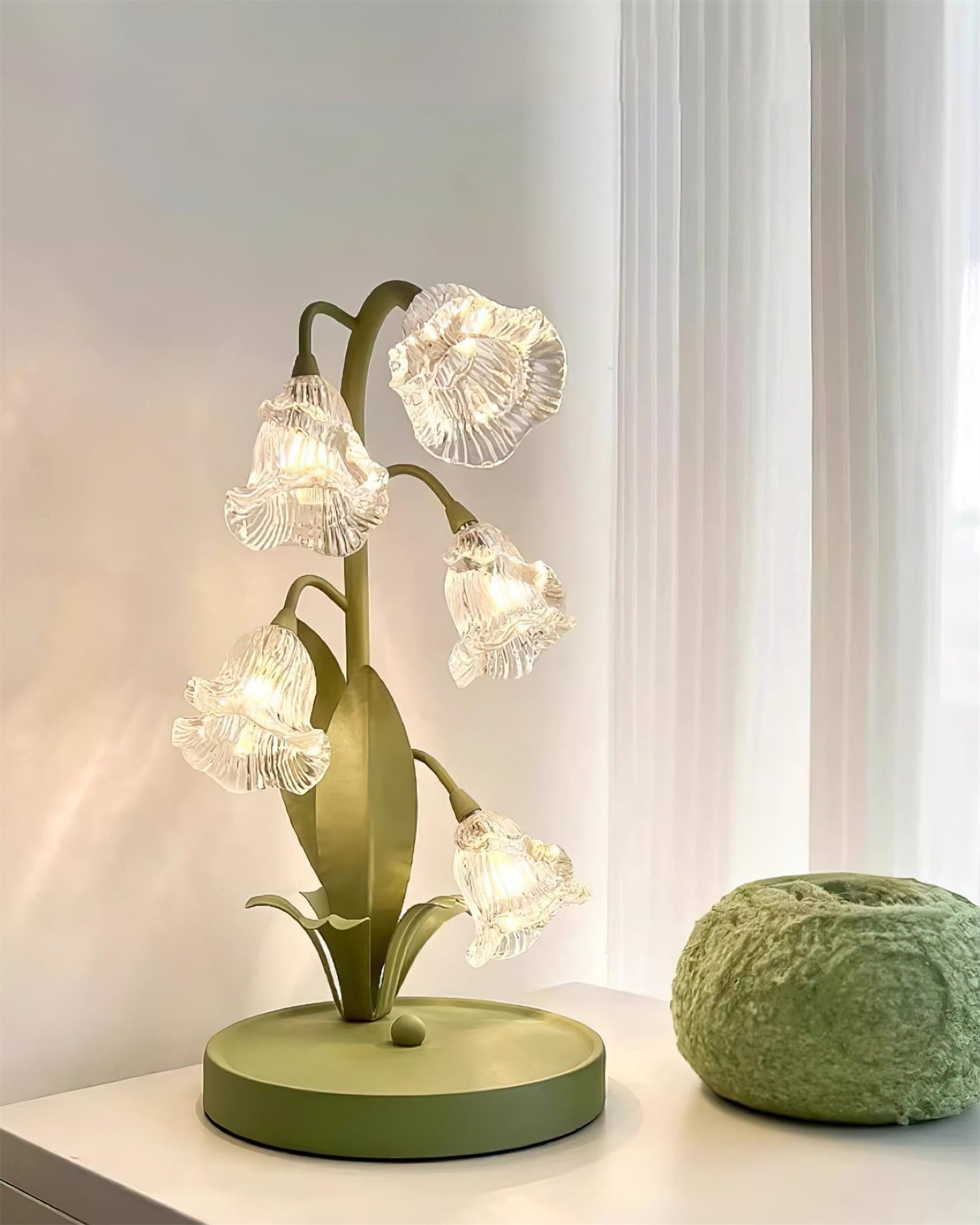 Floral Glass Table Lamp | Nature-Inspired Decorative Light for Bedroom or Living Room