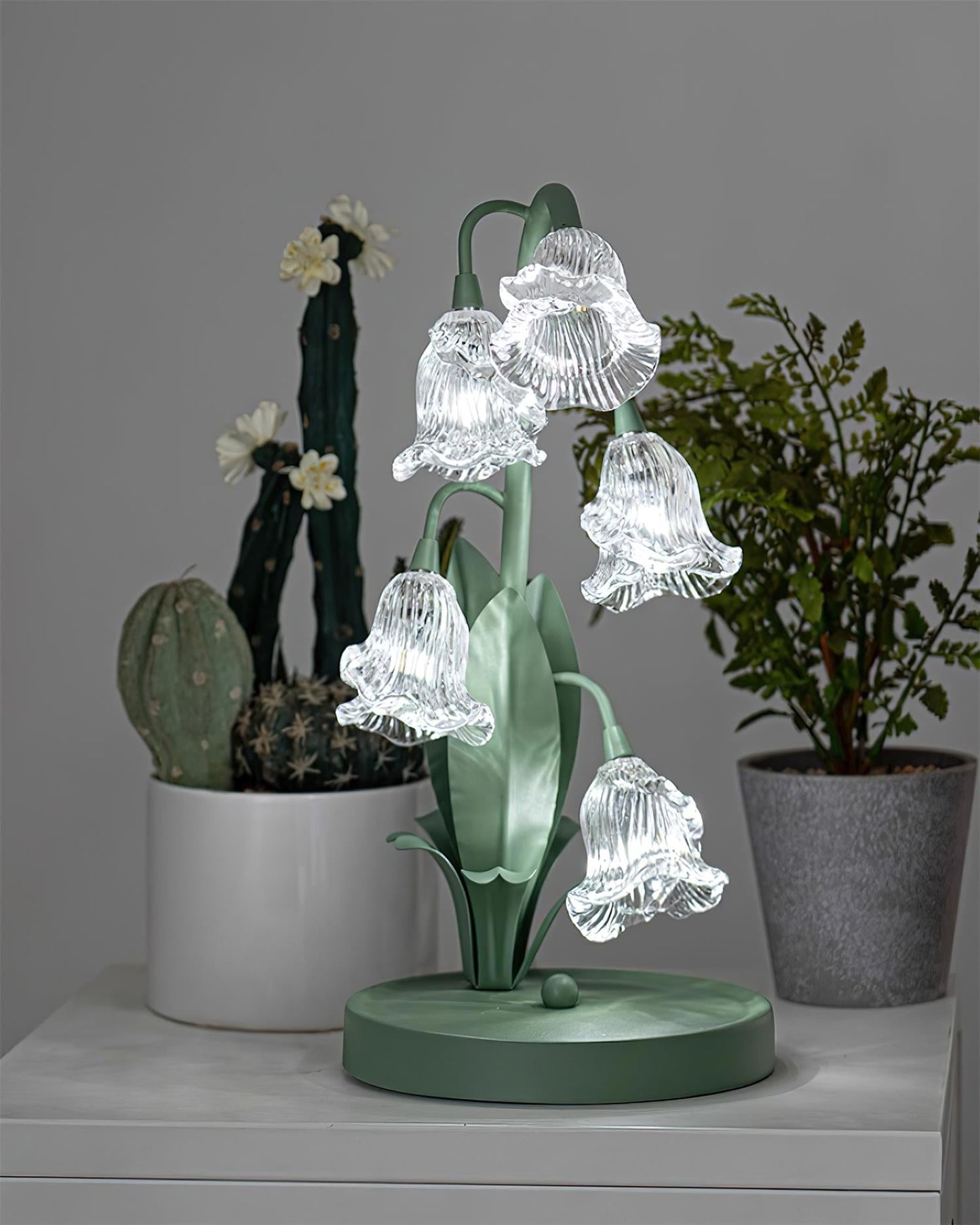 Floral Glass Table Lamp | Nature-Inspired Decorative Light for Bedroom or Living Room